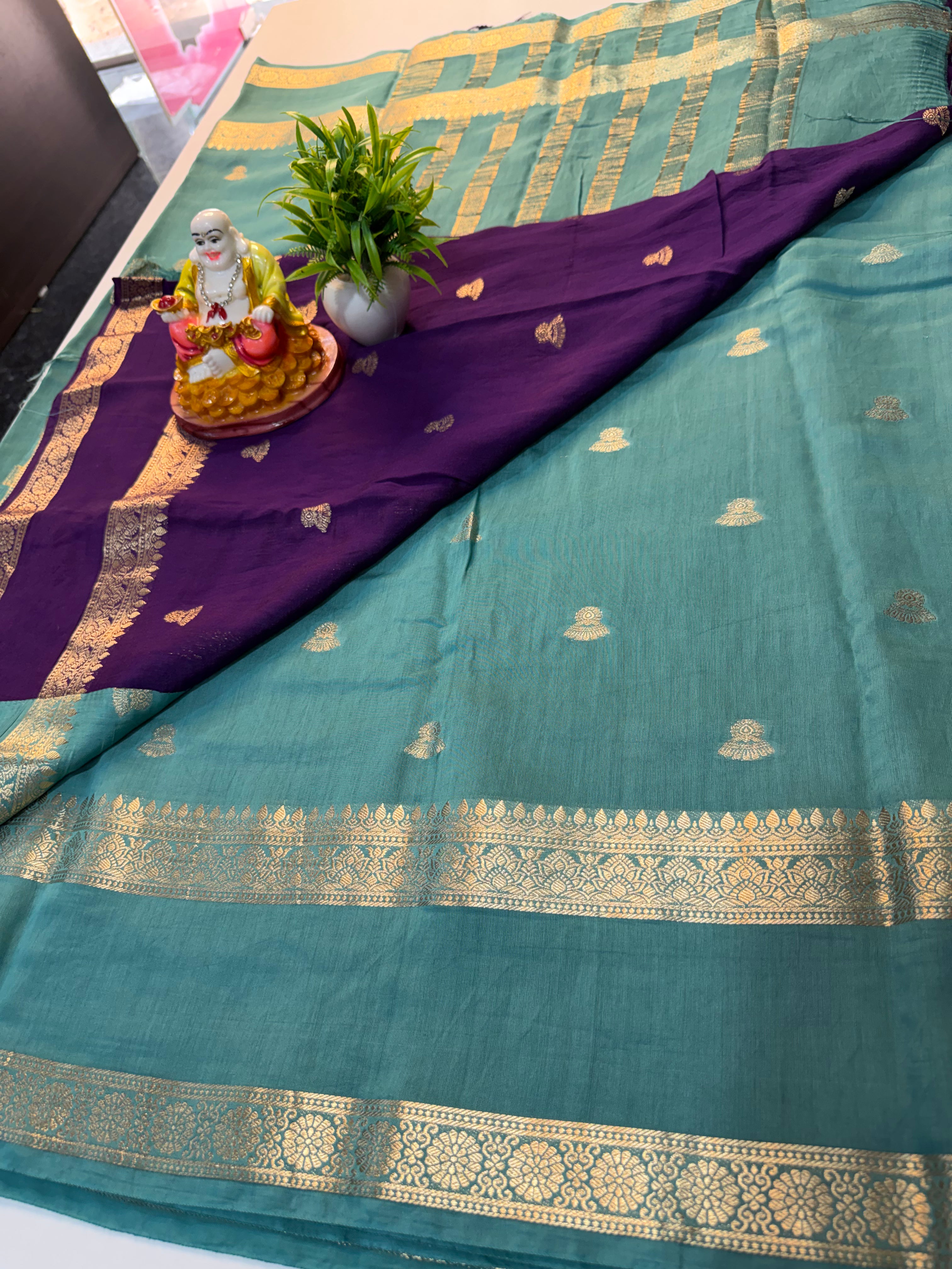 Premium Semi Viscose Saree with Jhumka Buttas & Contrast Blouse | Padmavathi Silks and Sarees…