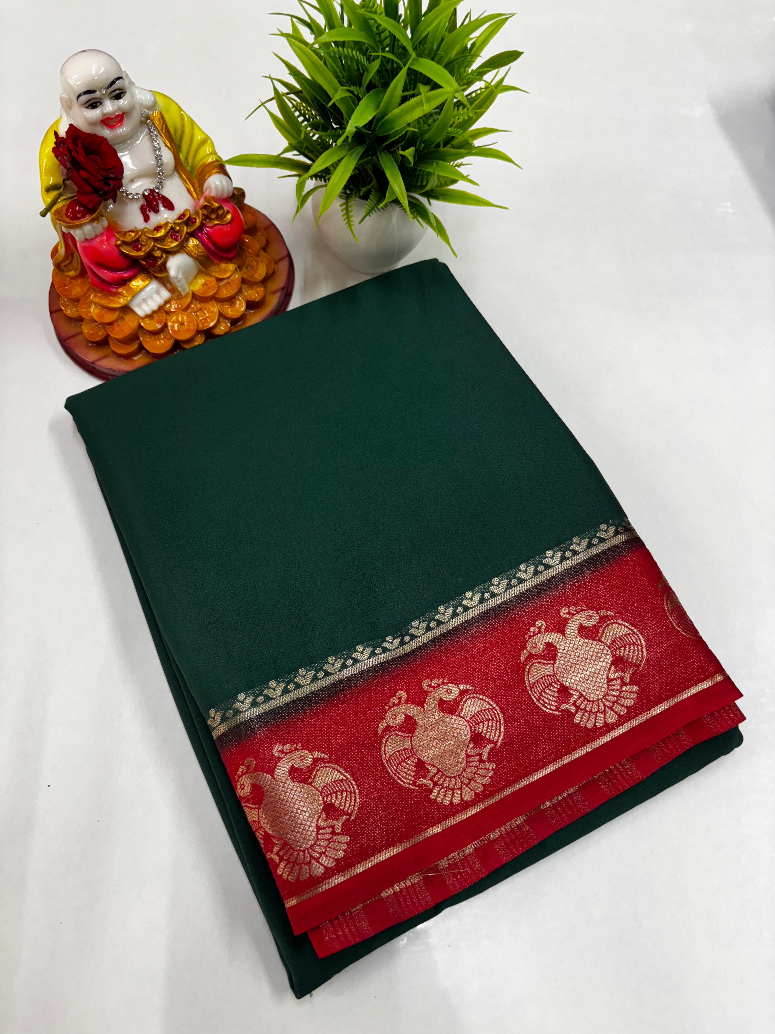 Semi Crepe Saree featuring a stunning Garuda border from Padmavathi Silks and Sarees