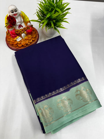 Semi Crepe Saree featuring a stunning Garuda border from Padmavathi Silks and Sarees