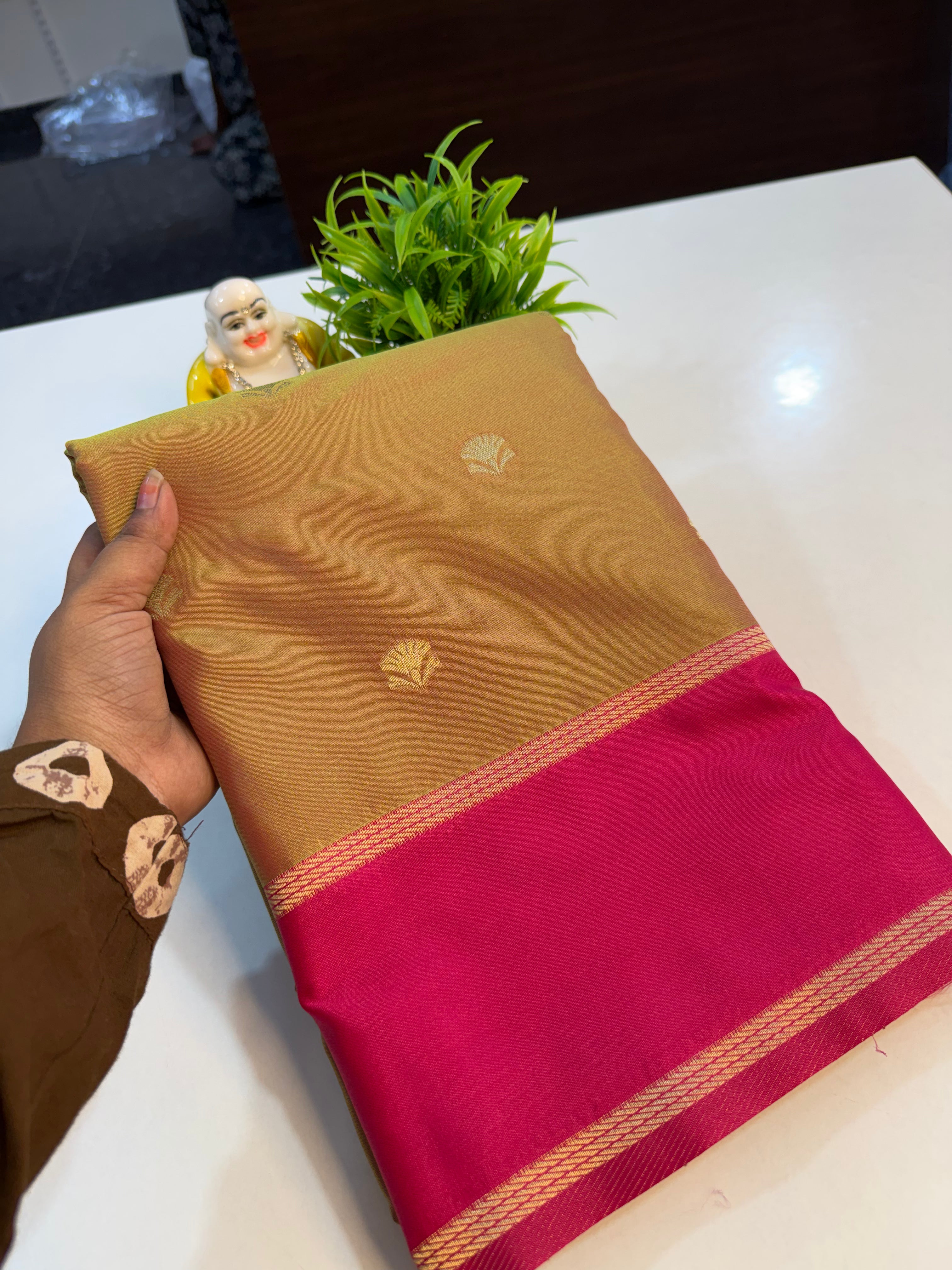 Semi Silk Saree with Bentex Border, Rich Pallu & Butta Blouse | Padmavathi Silks and Sarees