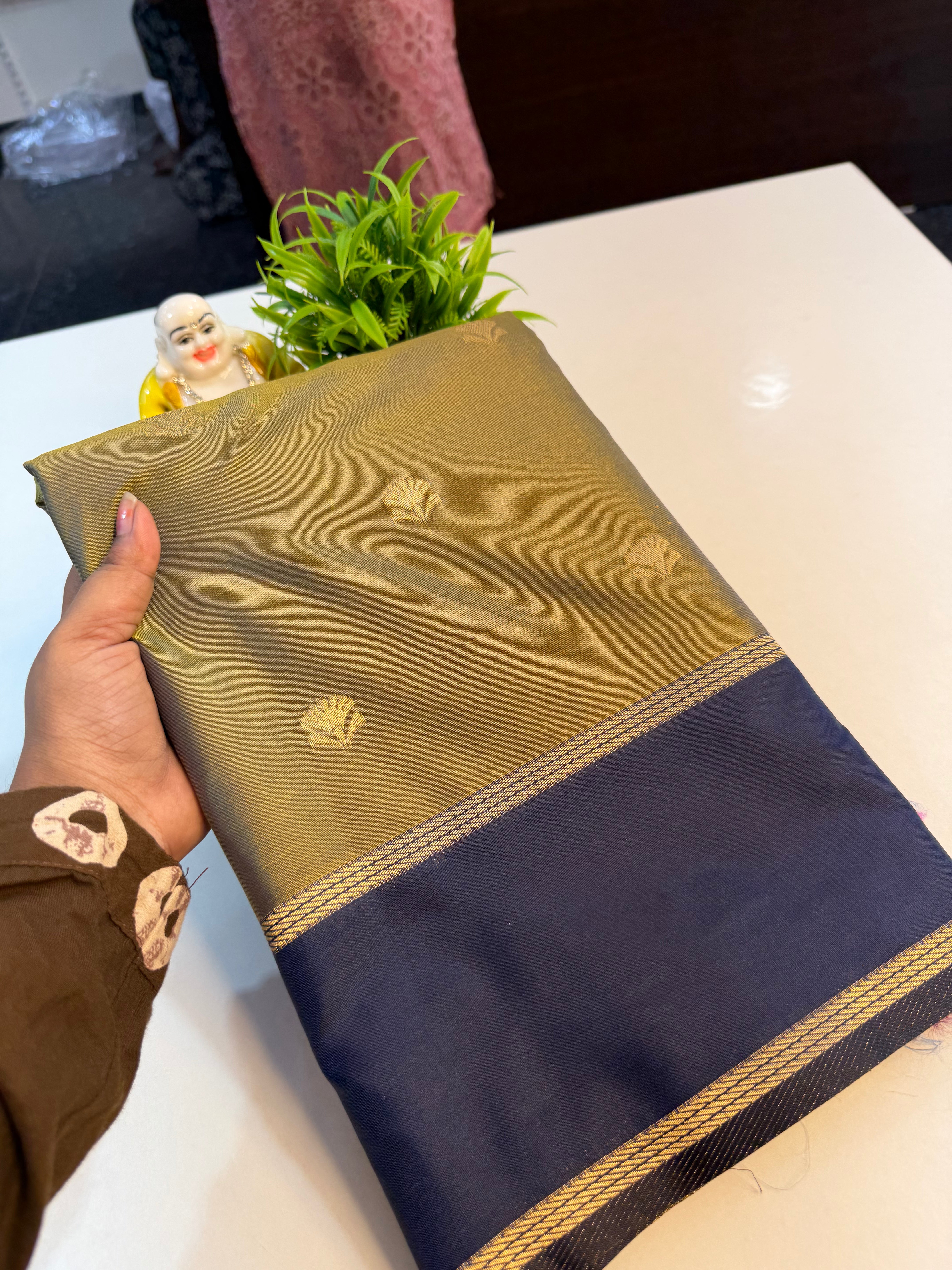 Semi Silk Saree with Bentex Border, Rich Pallu & Butta Blouse | Padmavathi Silks and Sarees