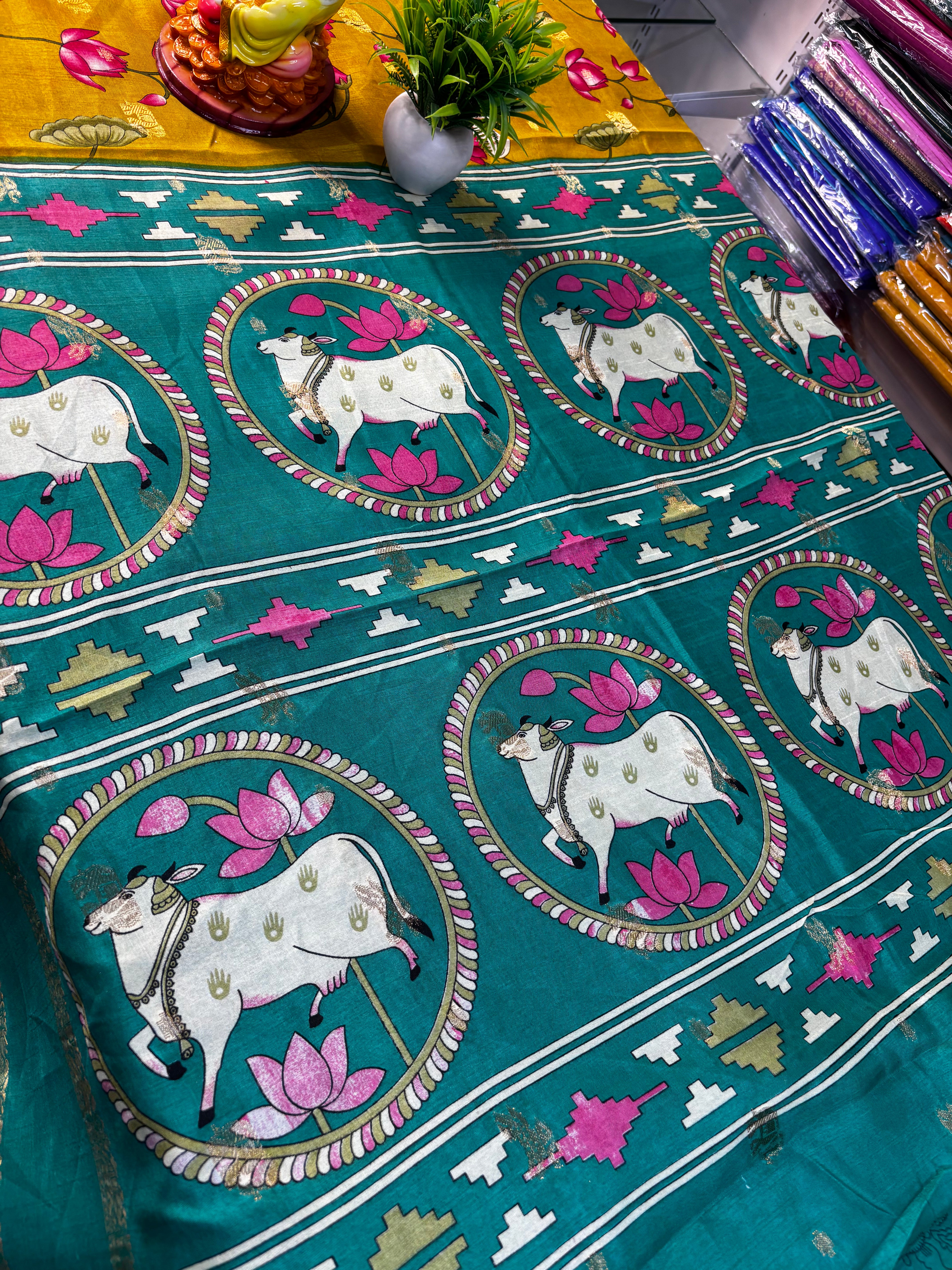 Beautiful Bandhini with Kalamkari Design Saree