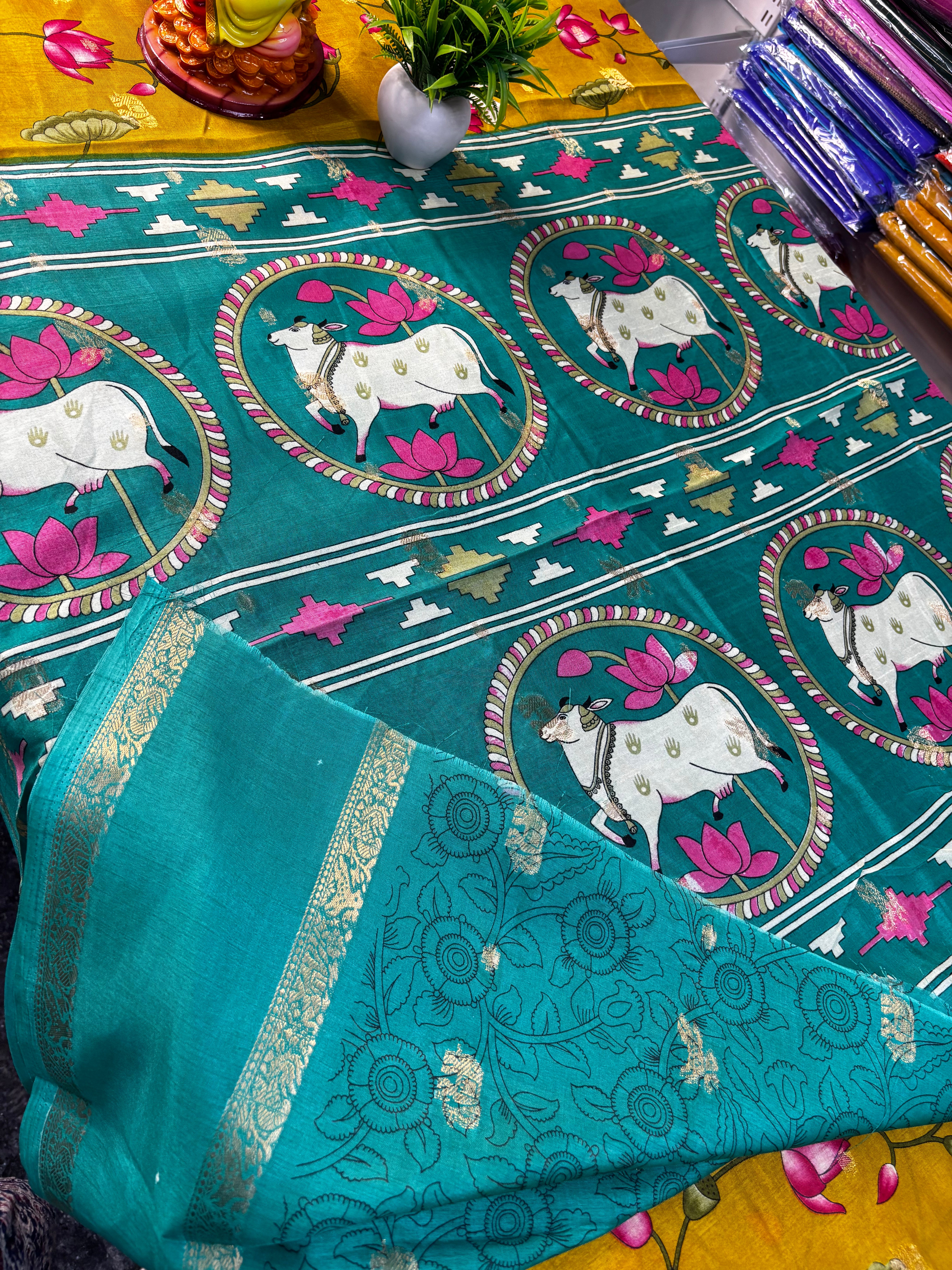 Beautiful Bandhini with Kalamkari Design Saree