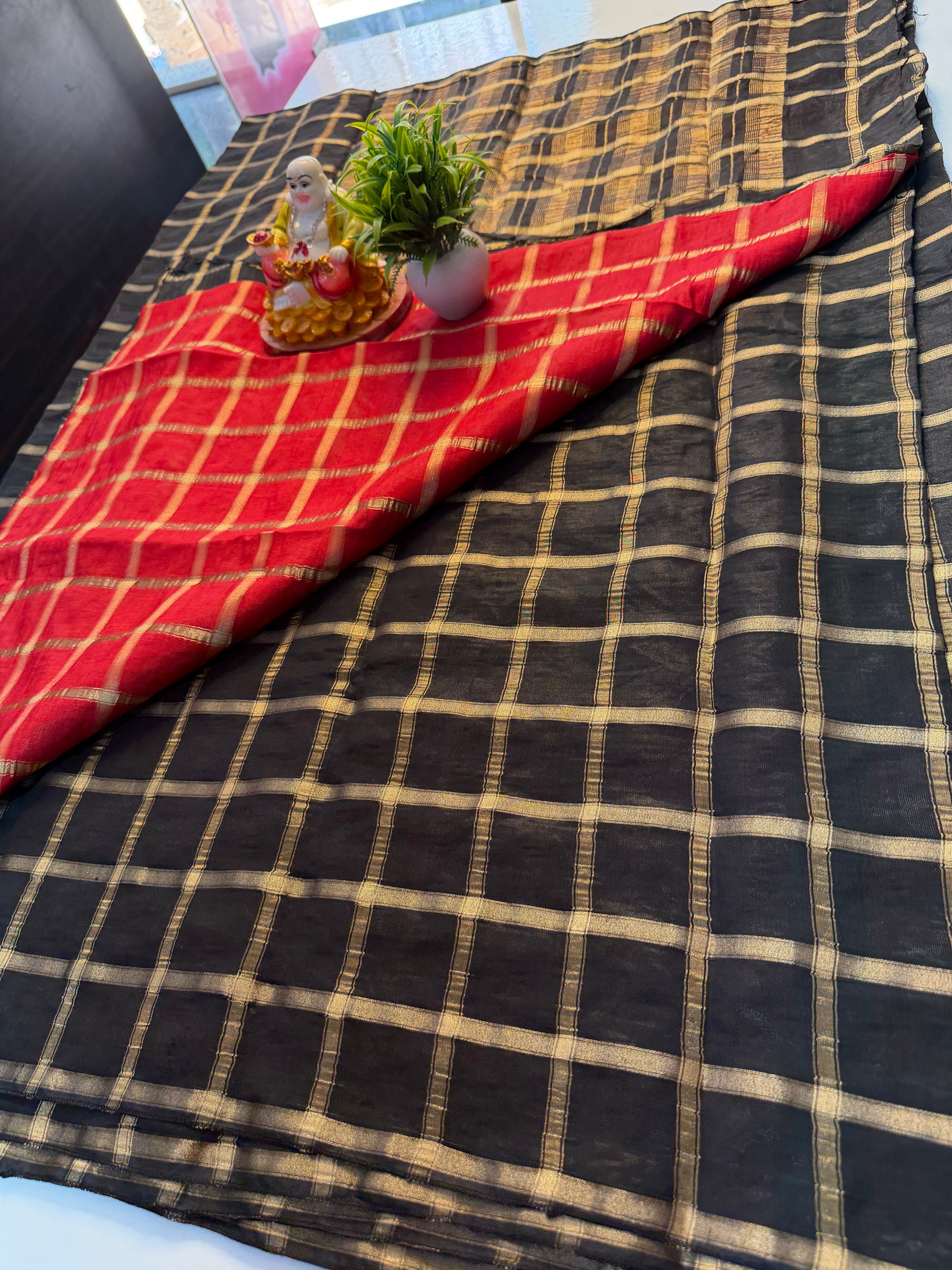 Premium Assam Silk Saree with Checks Pattern & Contrast Blouse | Padmavathi Silks and Sarees….