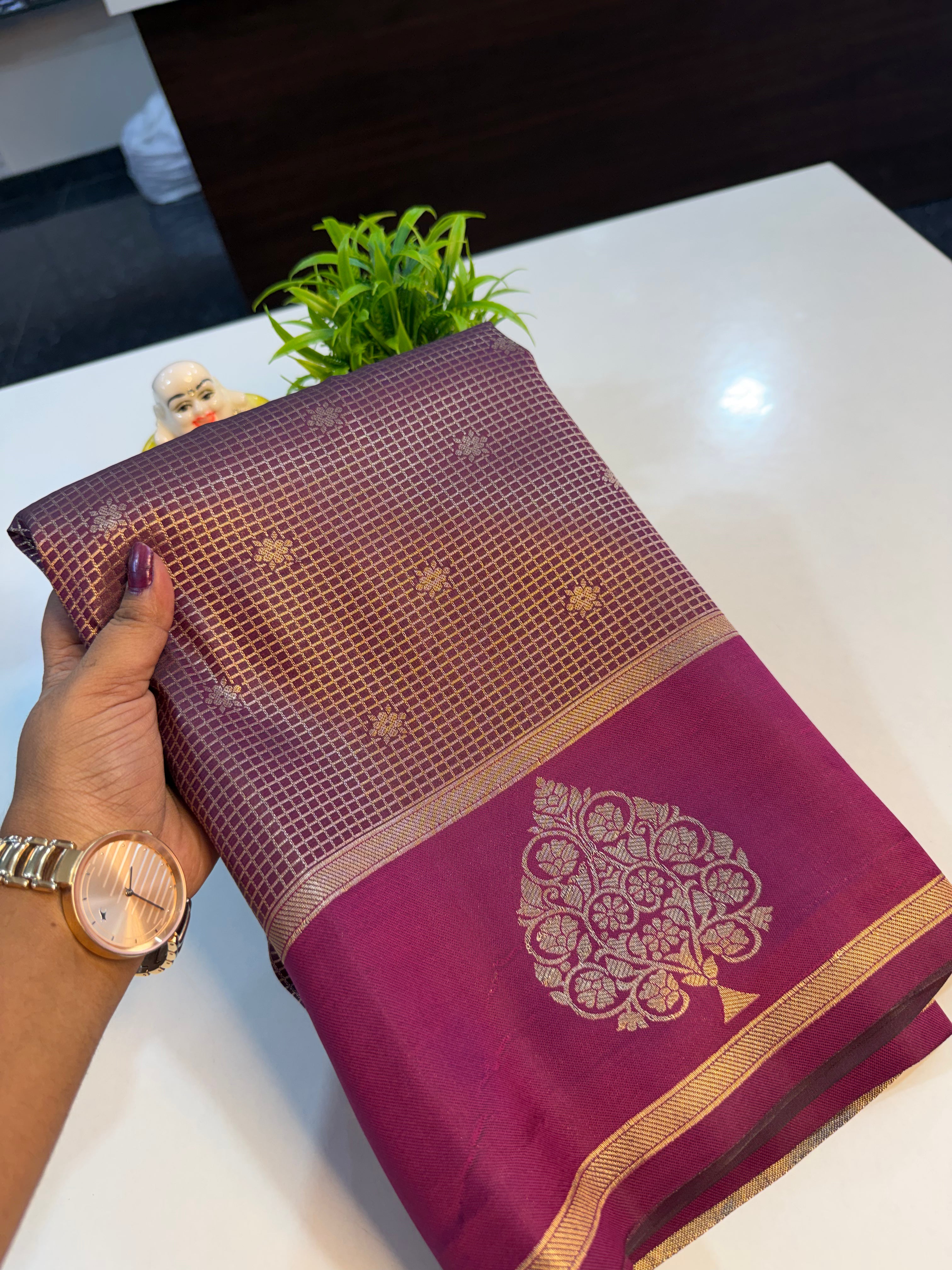 Beautiful Semi Silk Saree with Checks &amp; Buttas | Rich Pallu…