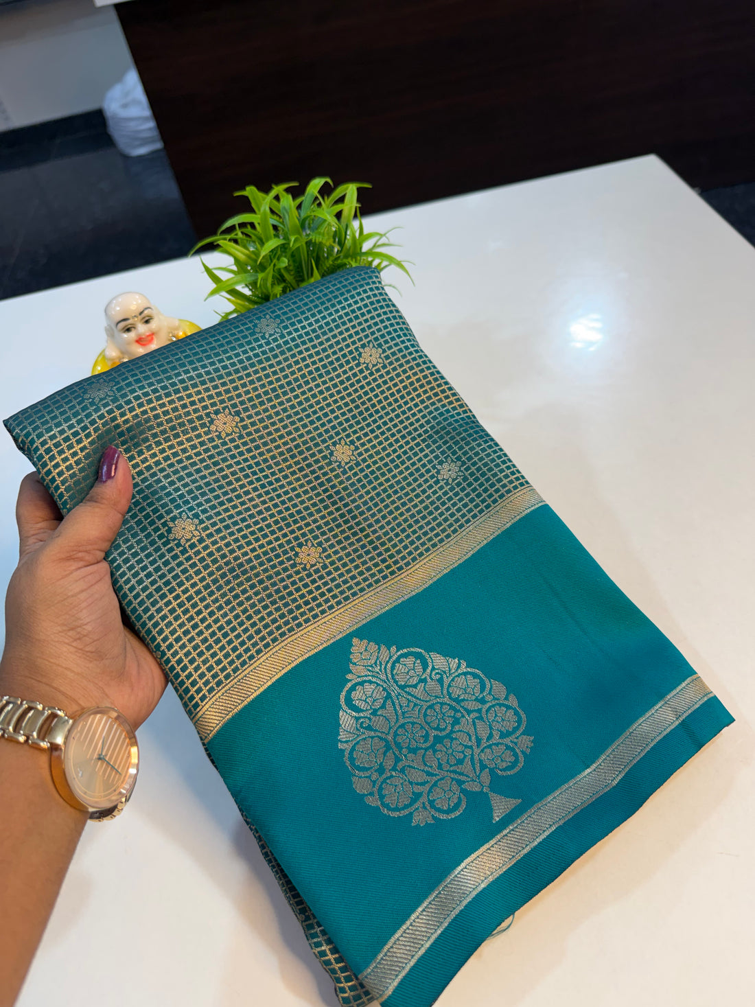 Beautiful Semi Silk Saree with Checks &amp; Buttas | Rich Pallu…