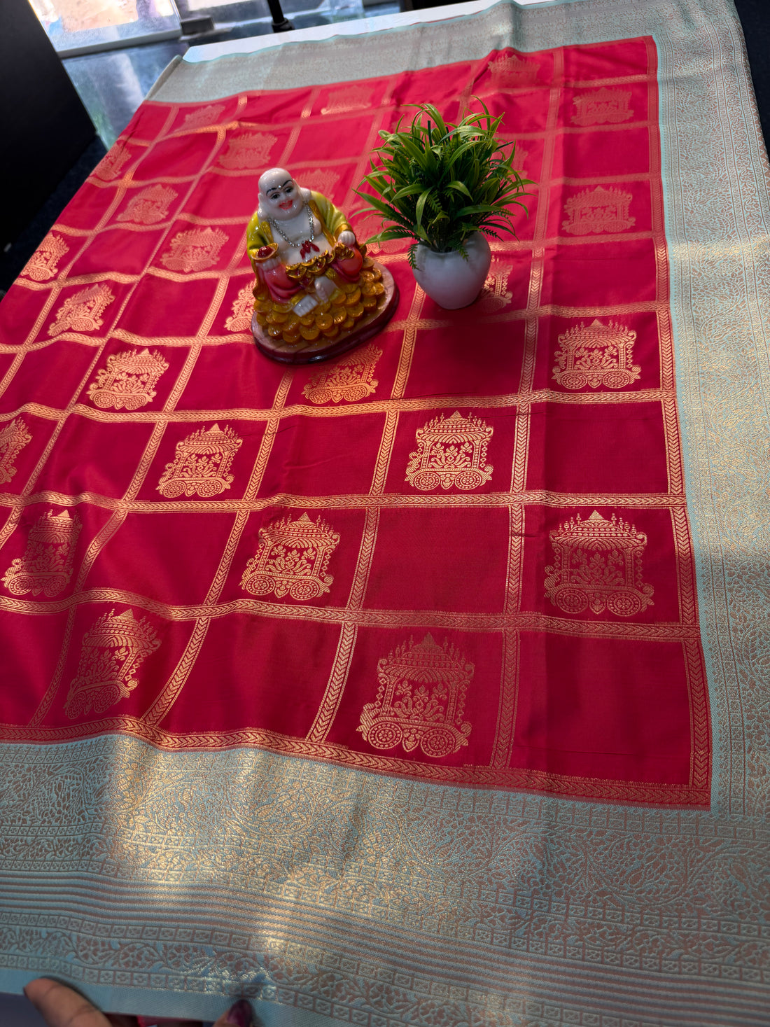 Premium Semi Silk Saree with Checks Pattern & Rich Pallu | Padmavathi Silks and Sarees