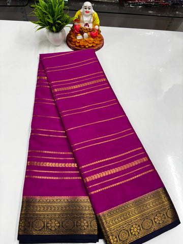 Elegant Semi Crepe Saree with Beautiful Stripes – Padmavathi Silks and Sarees