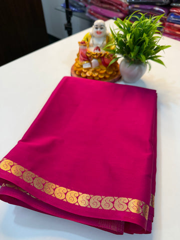 Mysore Crape Silk Saree with Mango Border & Chit Pallu | Padmavathi Silks and Sarees
