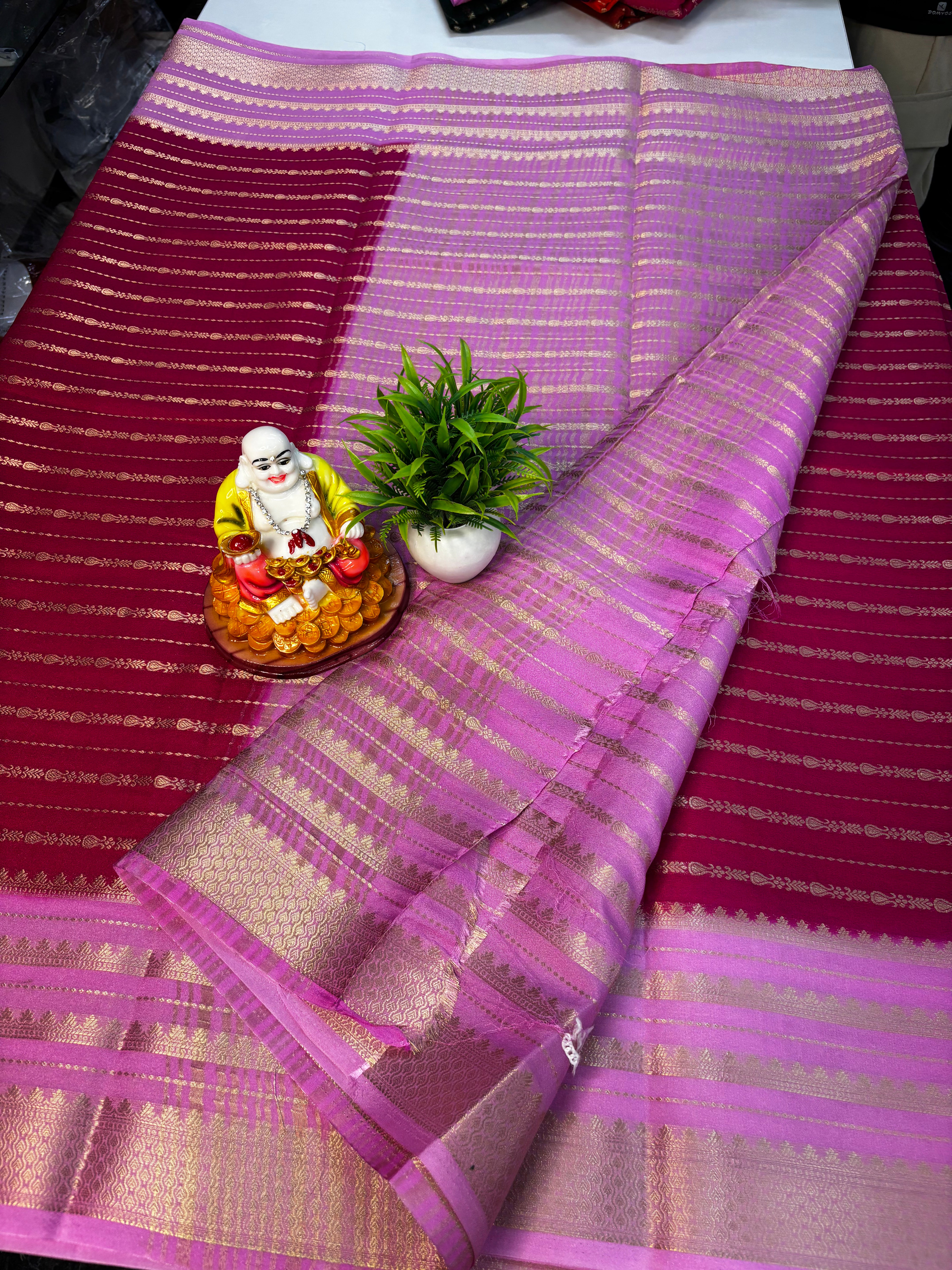 Mysore Crepe Silk Saree with Elegant Stripes