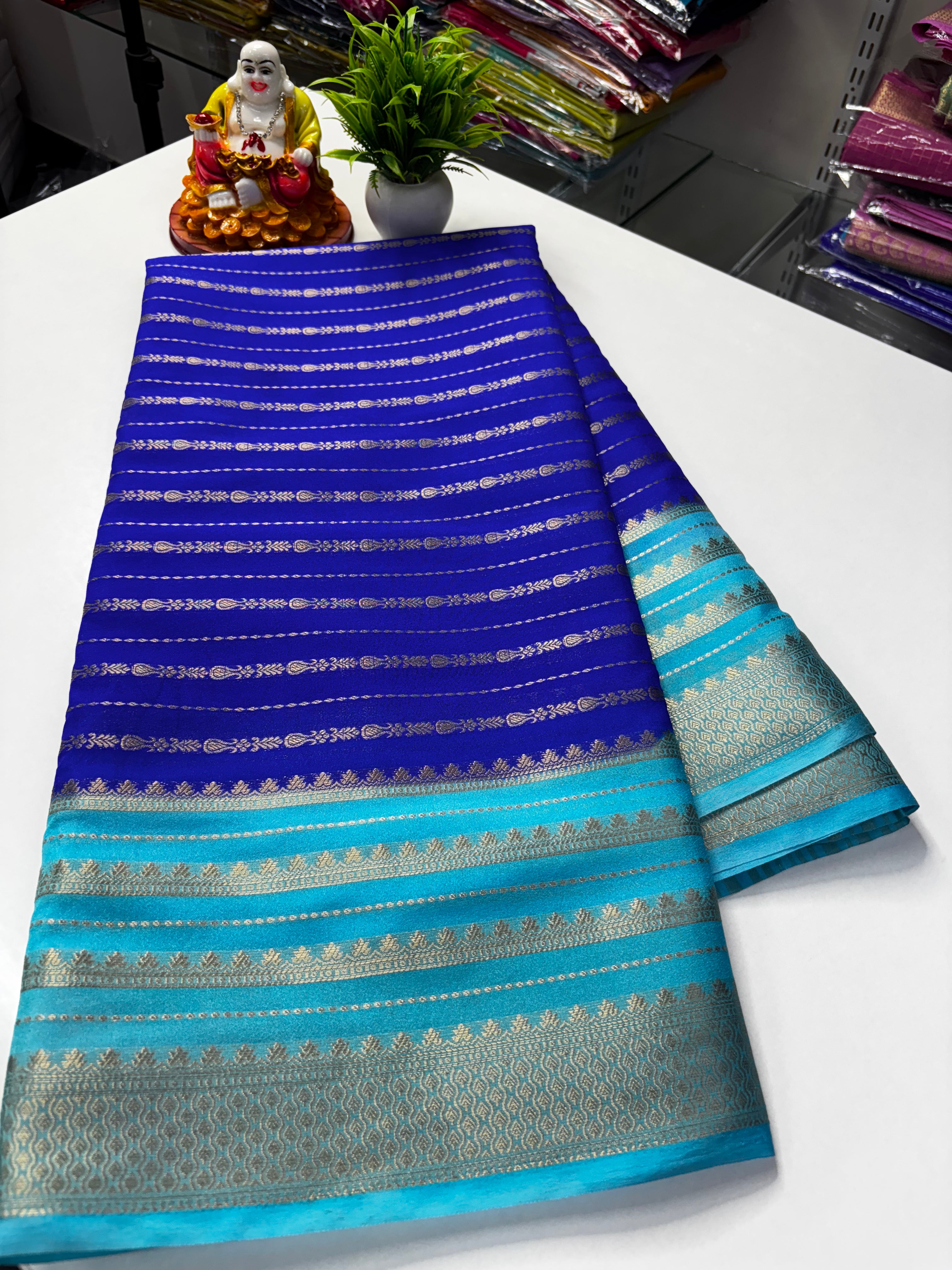 Mysore Crepe Silk Saree with Elegant Stripes