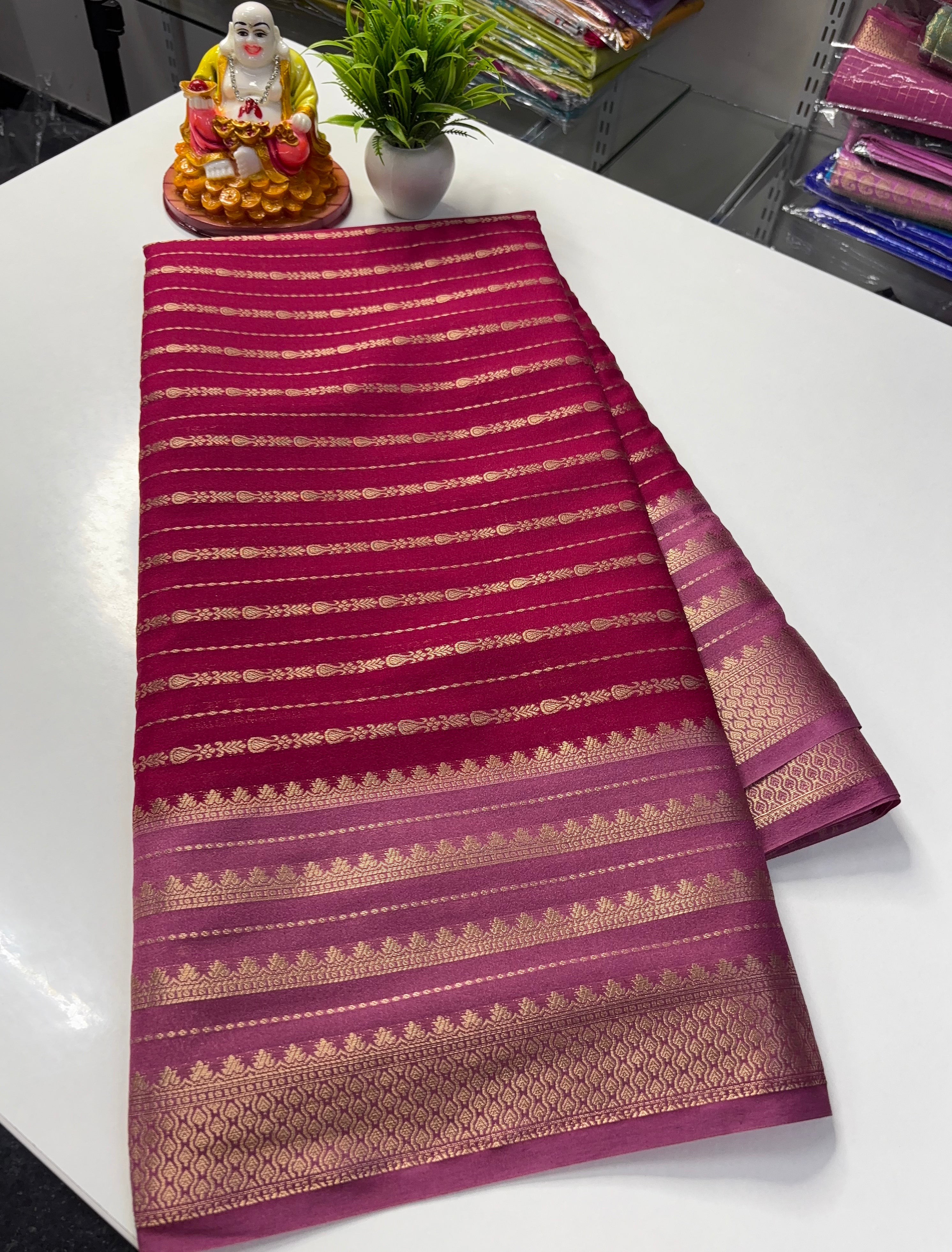 Mysore Crepe Silk Saree with Elegant Stripes