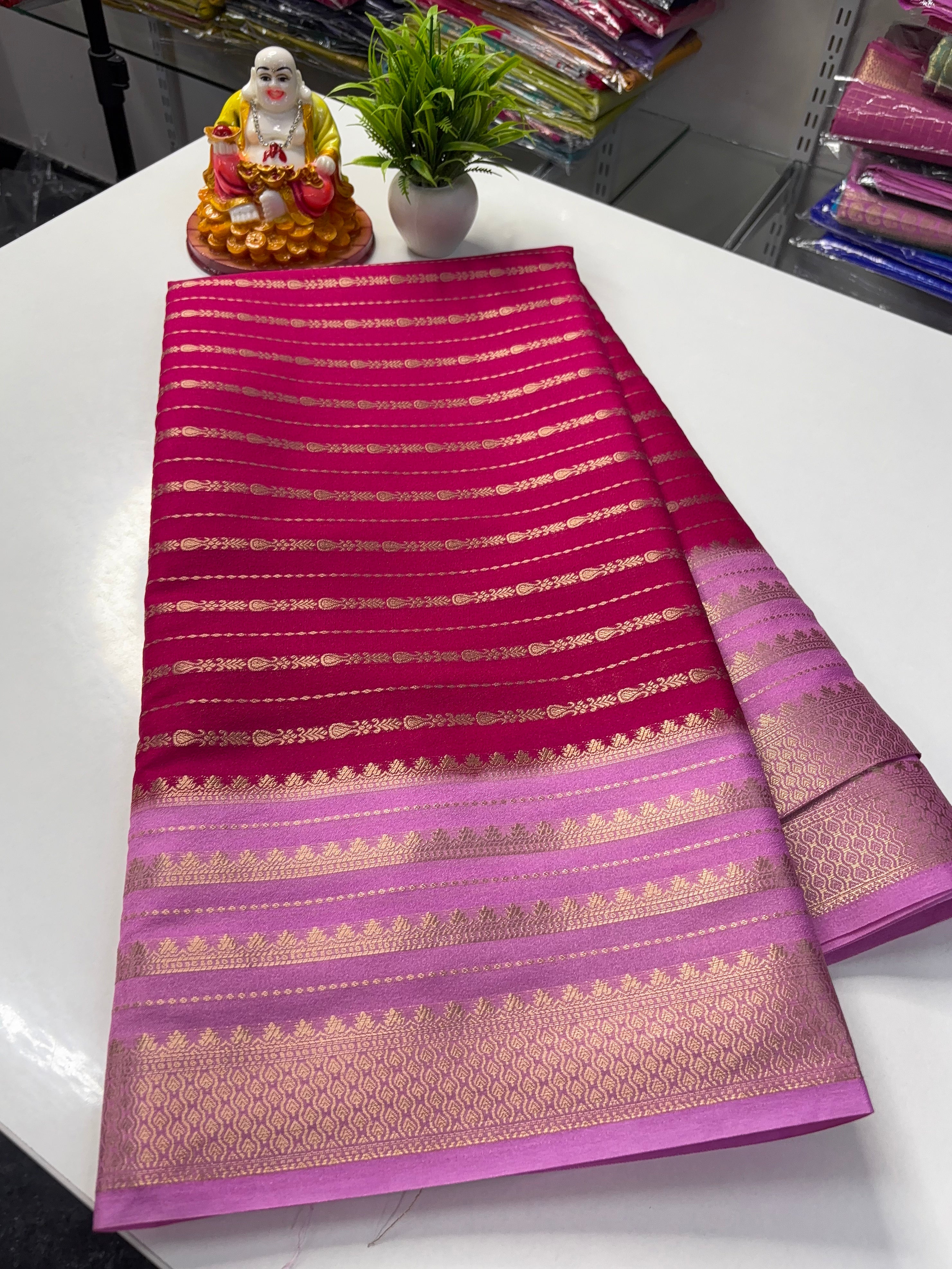 Mysore Crepe Silk Saree with Elegant Stripes