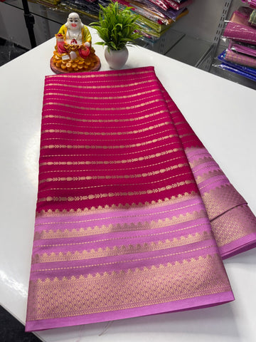 Mysore Crepe Silk Saree with Elegant Stripes