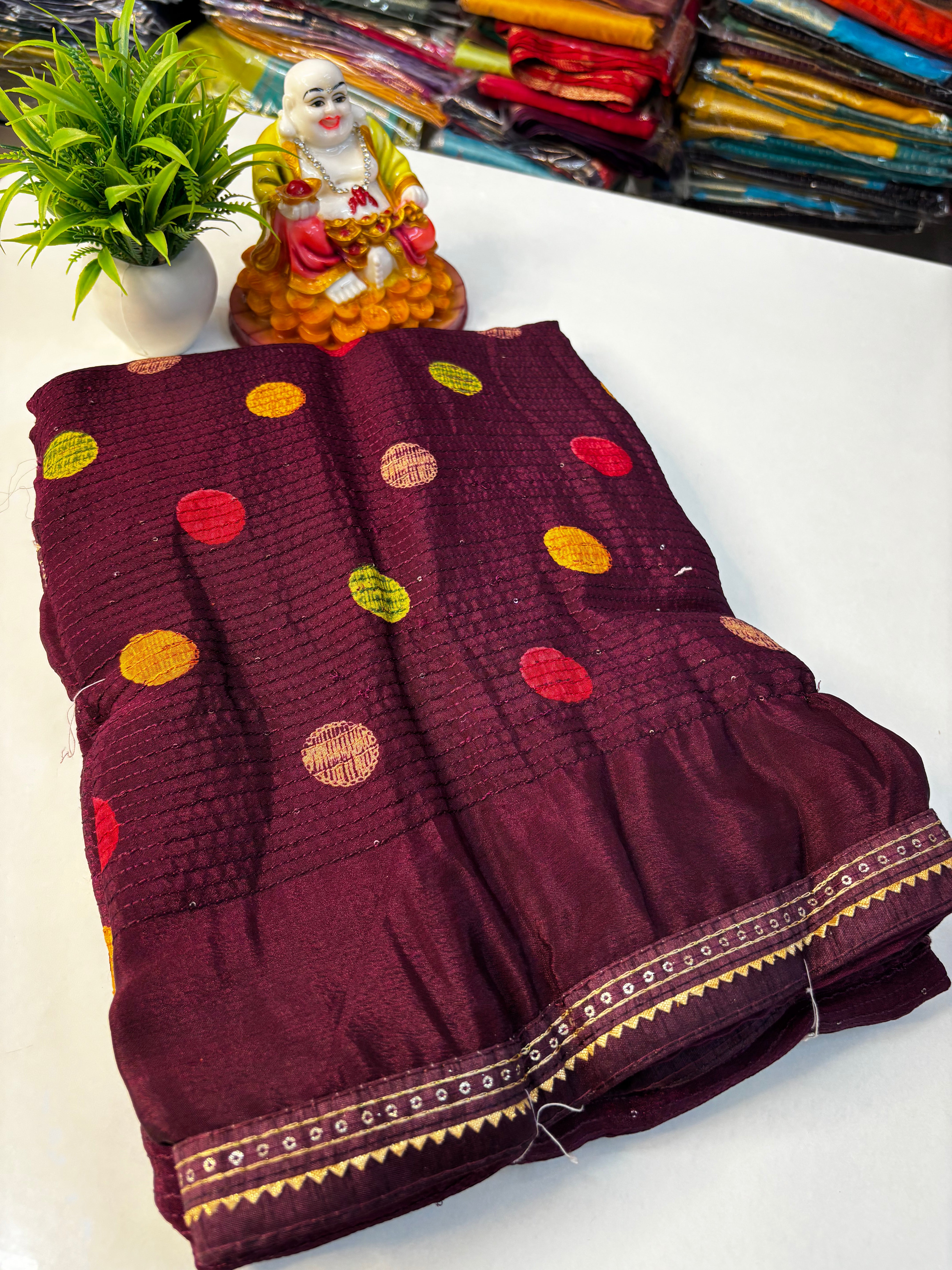Beautiful Fancy Saree with Leaf & Bubble Design By Padmavathi Silks and Sarees