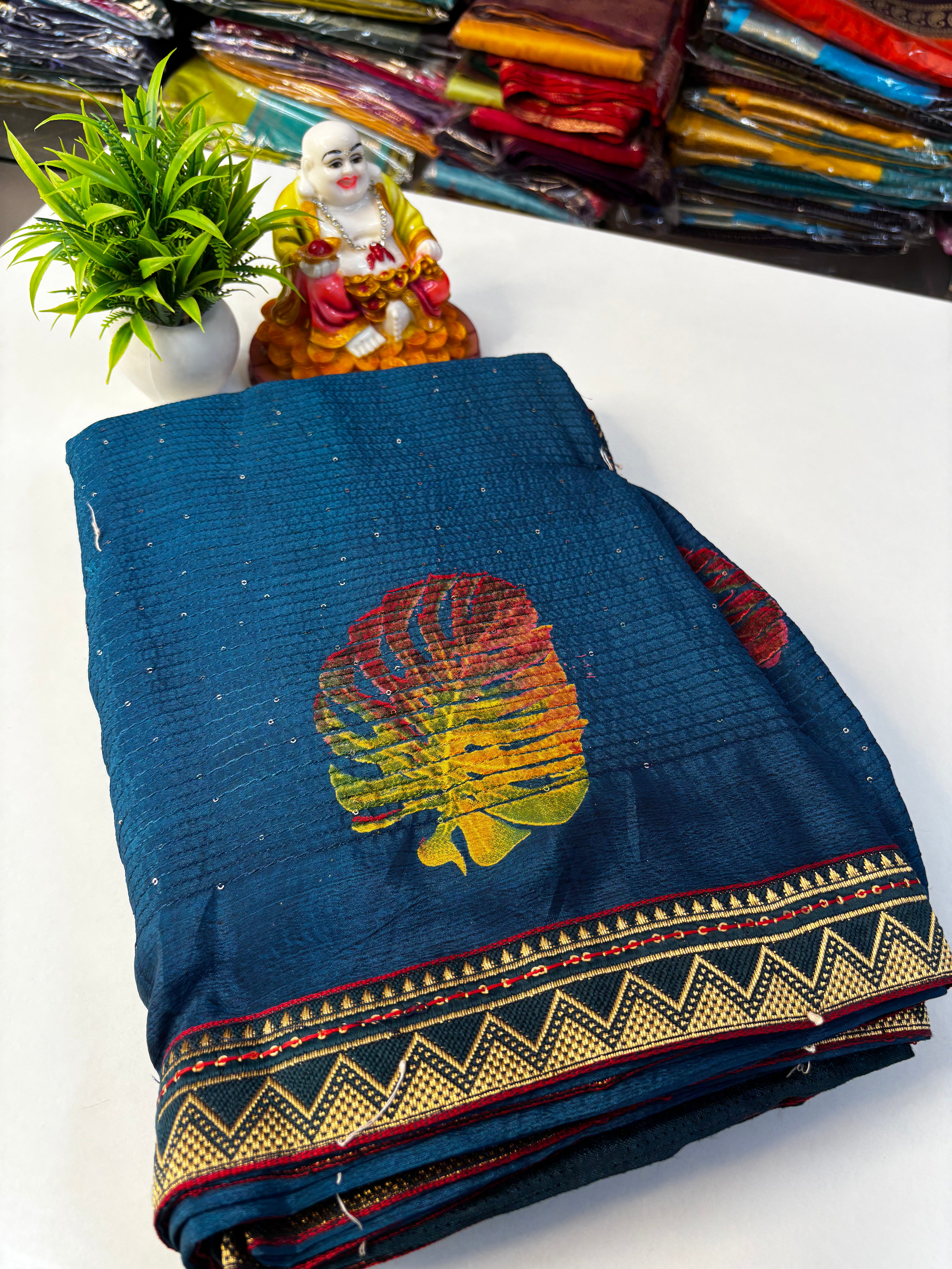 Beautiful Fancy Saree with Leaf & Bubble Design By Padmavathi Silks and Sarees