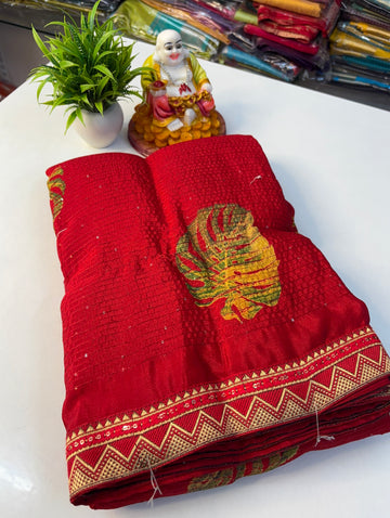 Beautiful Fancy Saree with Leaf & Bubble Design By Padmavathi Silks and Sarees