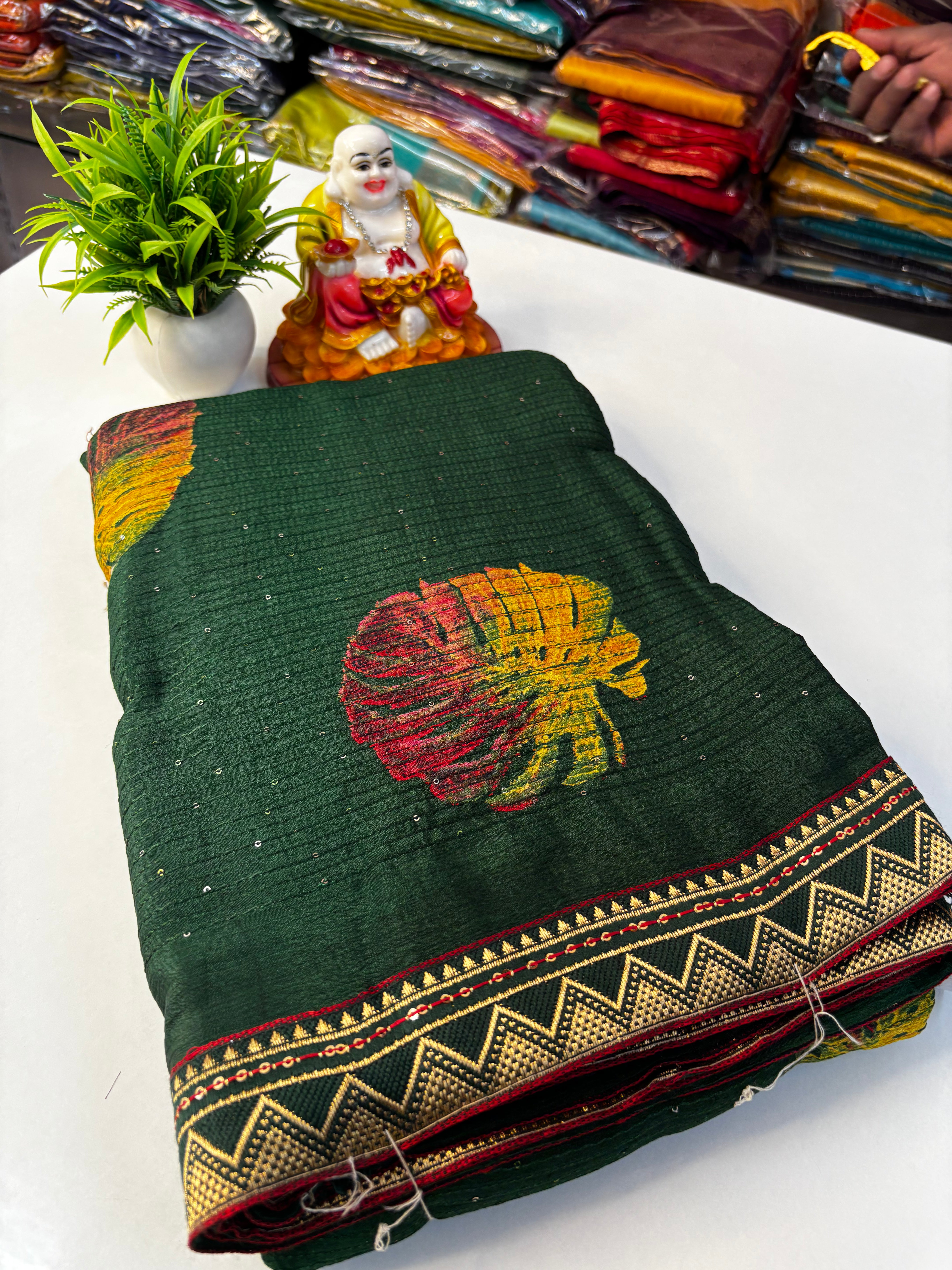 Beautiful Fancy Saree with Leaf & Bubble Design By Padmavathi Silks and Sarees