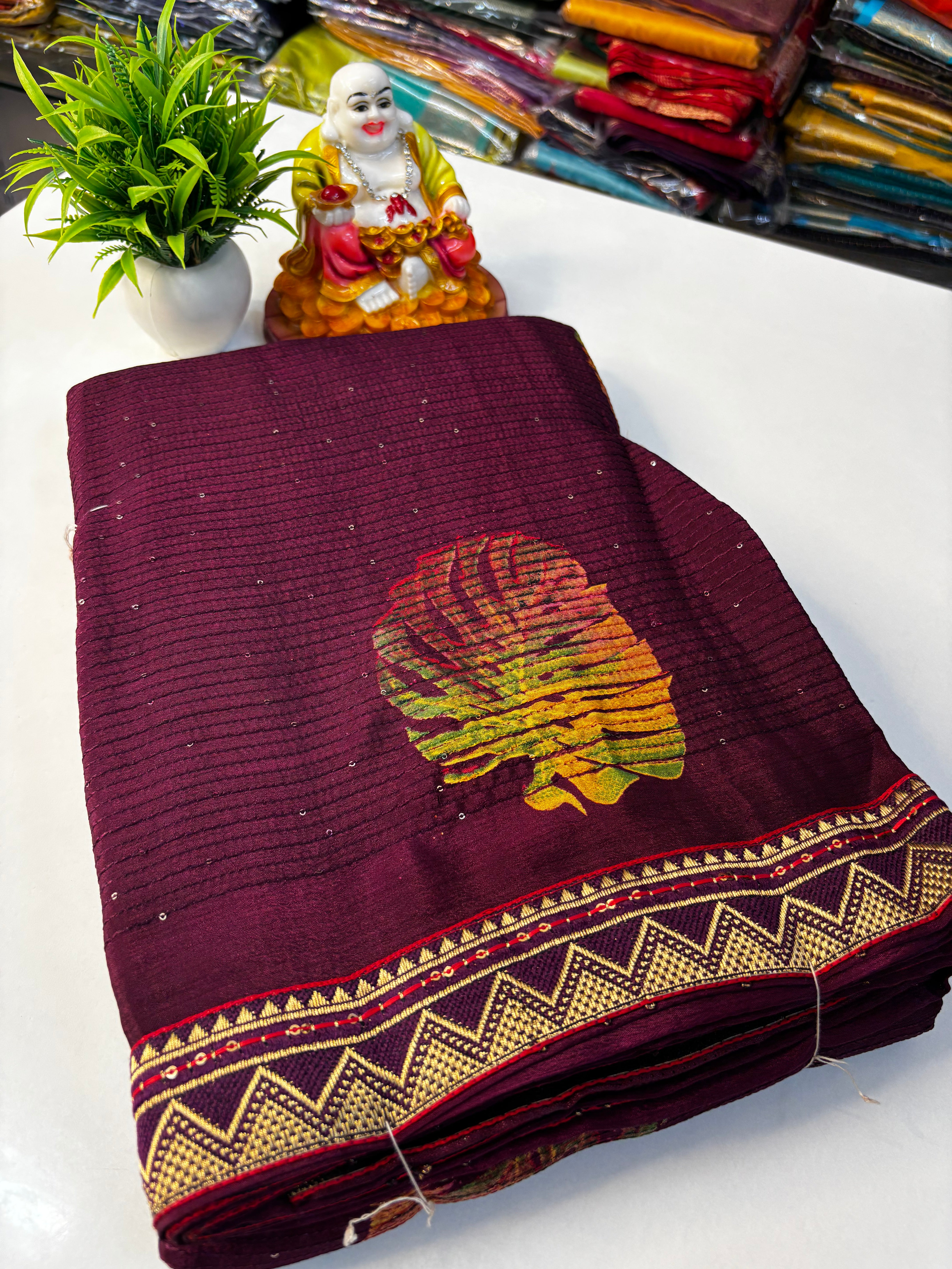 Beautiful Fancy Saree with Leaf & Bubble Design By Padmavathi Silks and Sarees