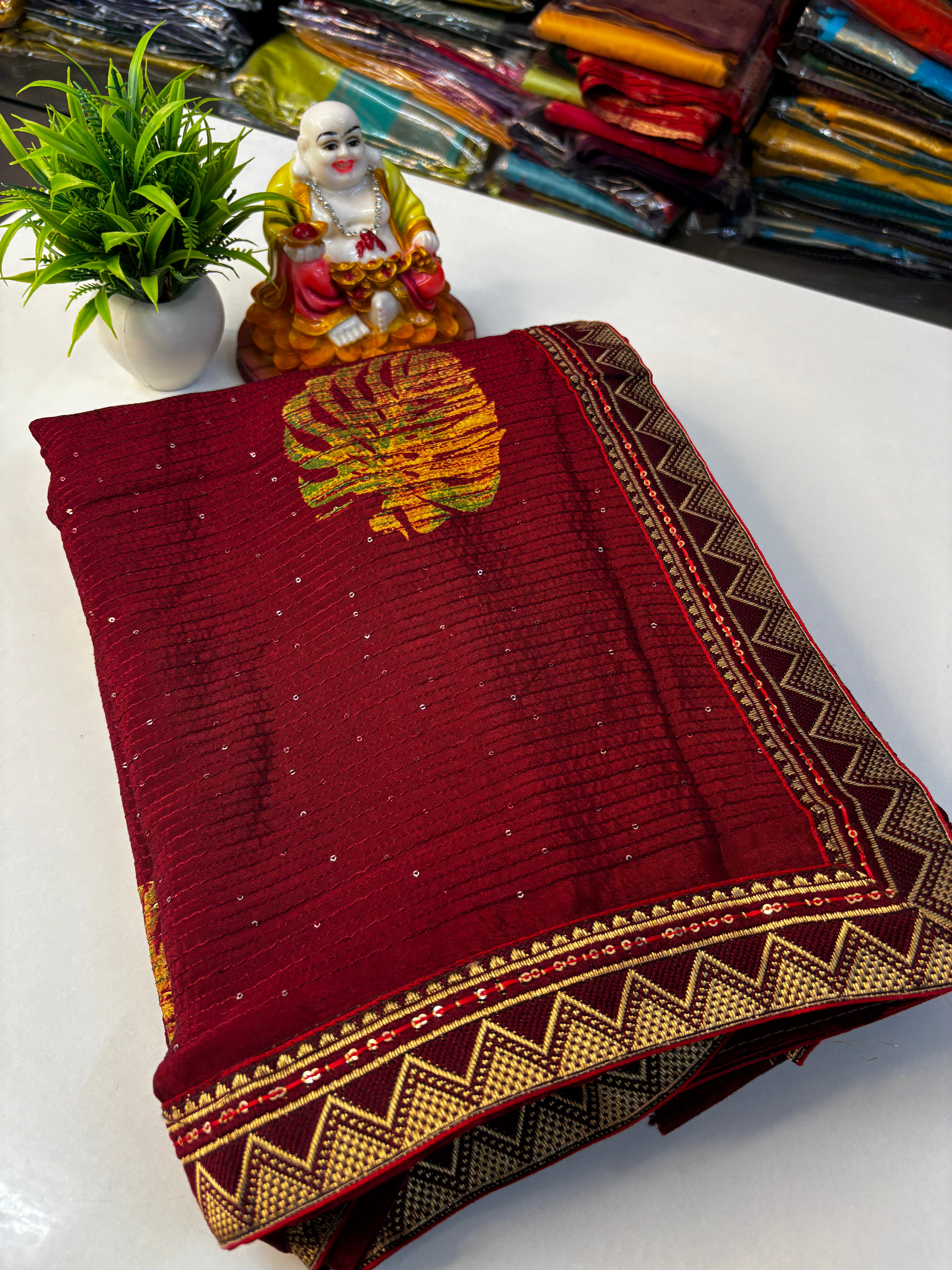 Beautiful Fancy Saree with Leaf & Bubble Design By Padmavathi Silks and Sarees