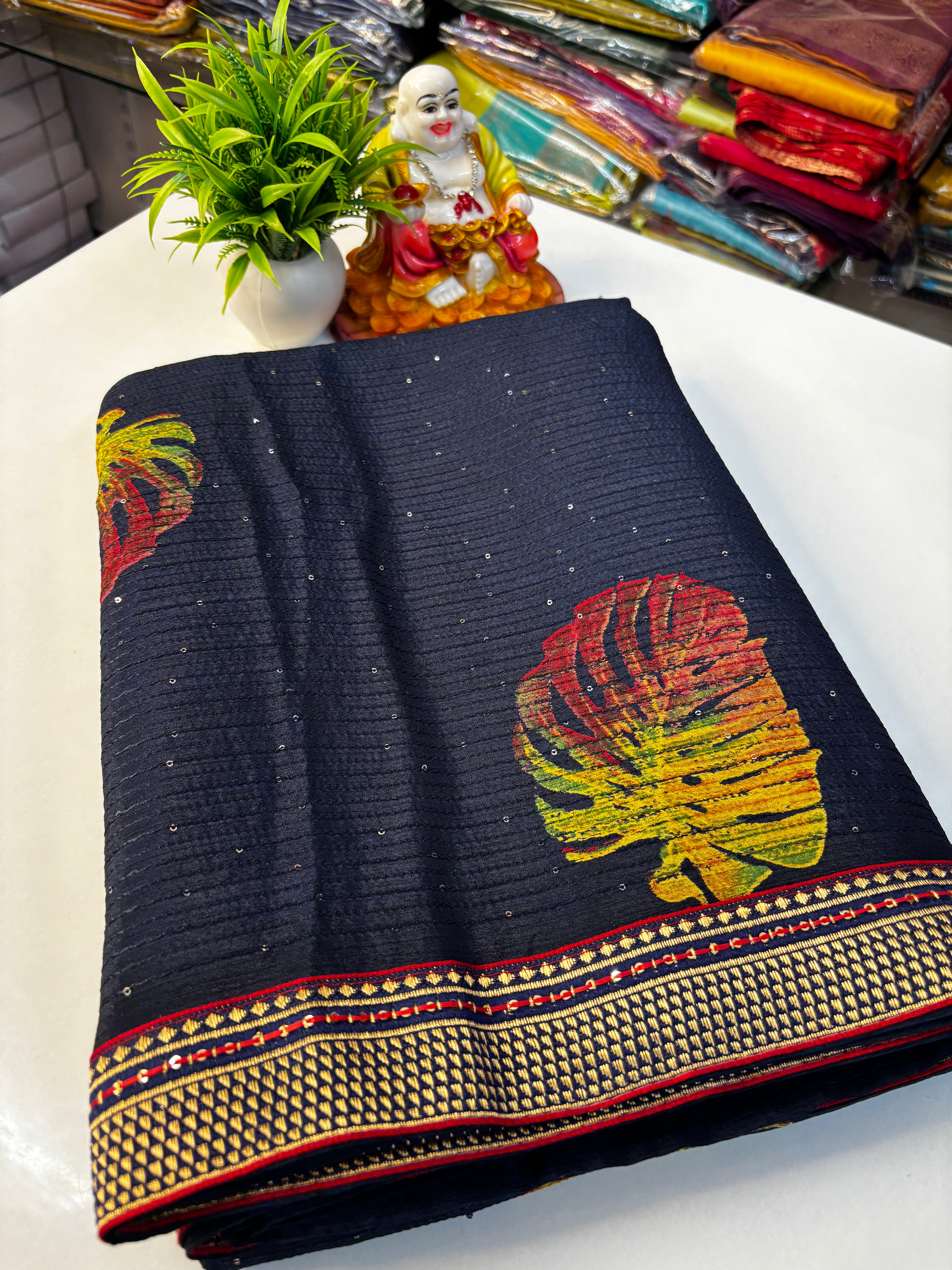 Beautiful Fancy Saree with Leaf & Bubble Design By Padmavathi Silks and Sarees