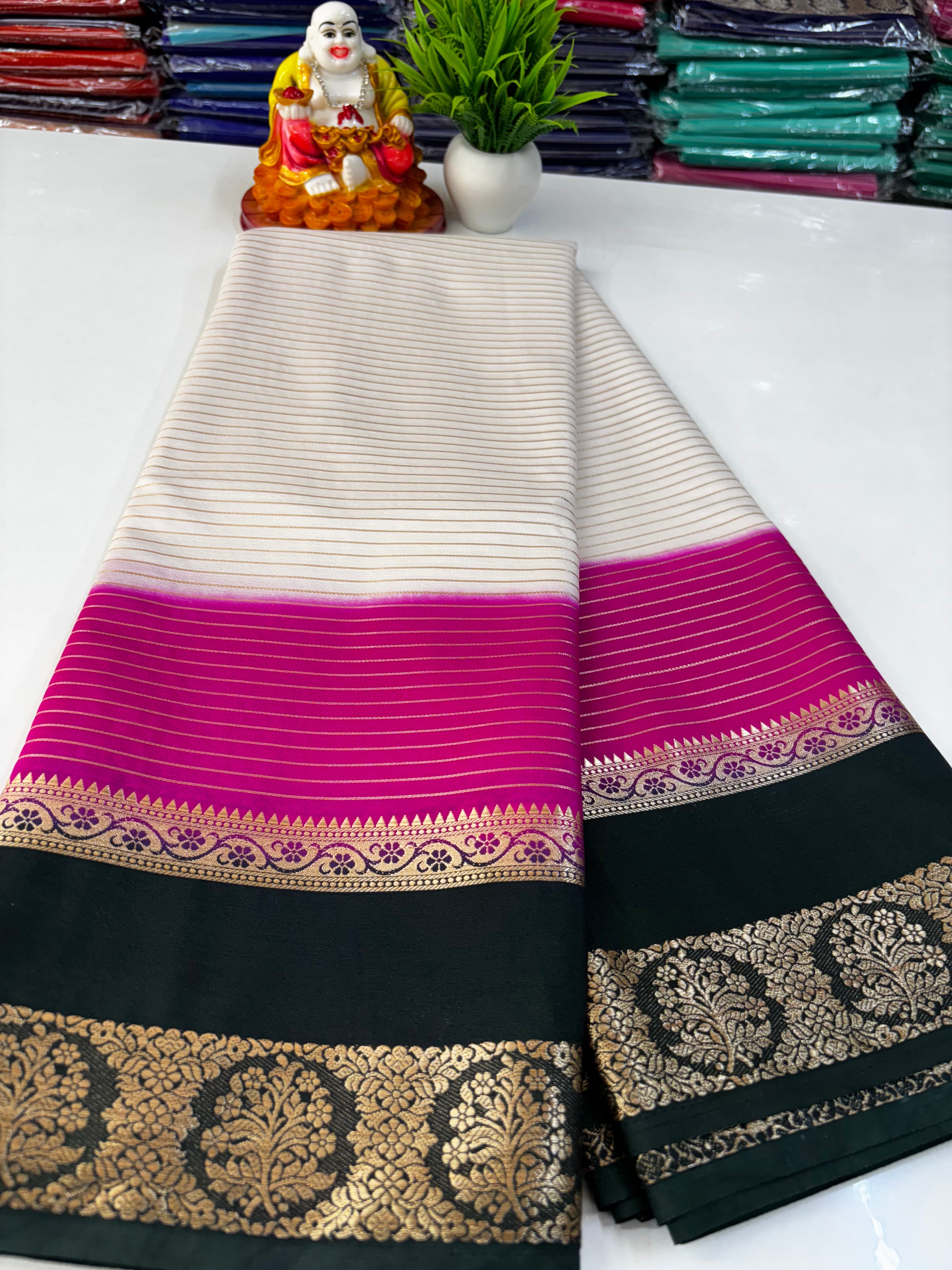 3D Semi Crepe Saree with Beautiful Color Combination – Padmavathi Silks and Sarees