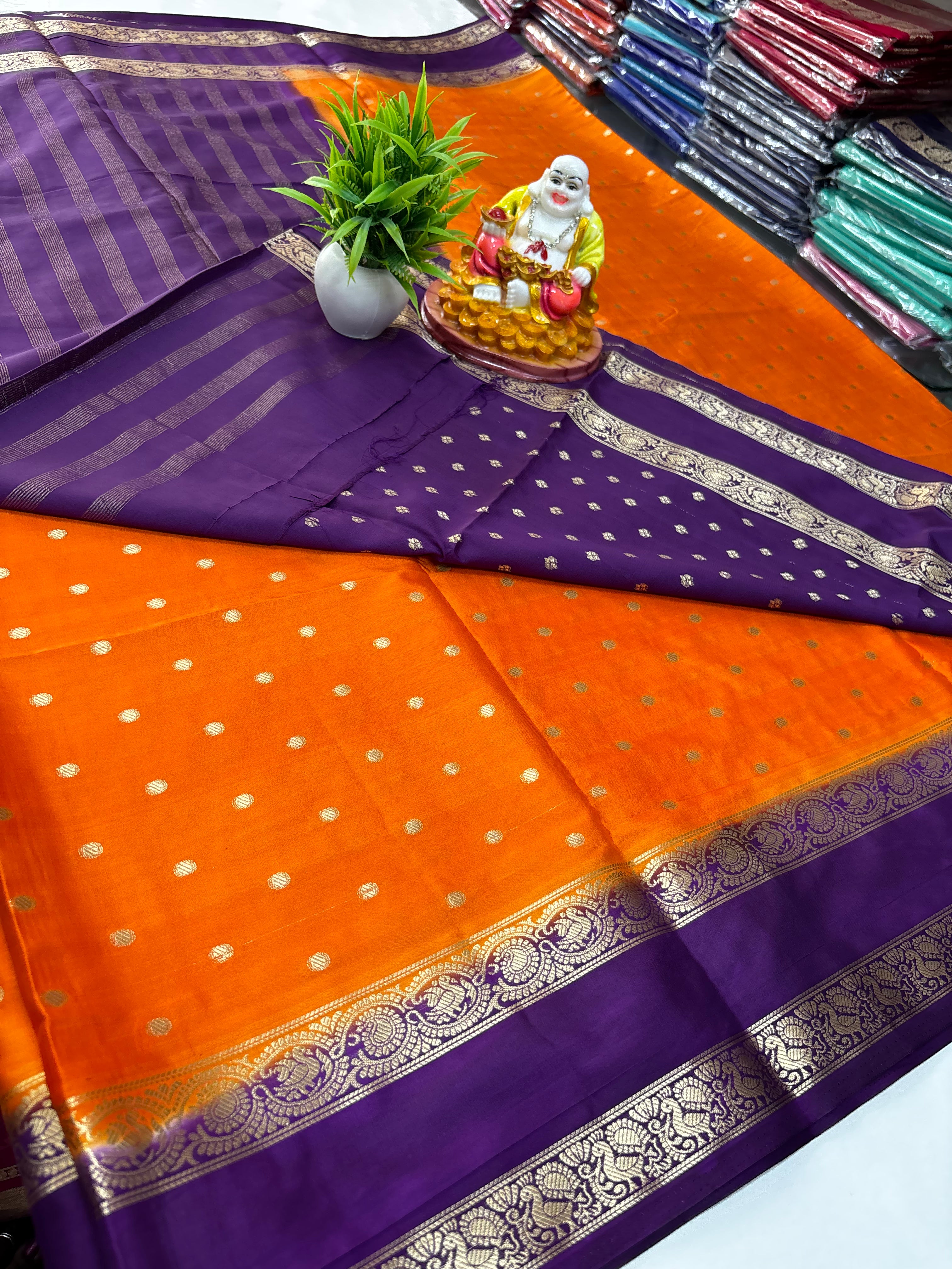 Semi Crepe Saree with Peacock Design – Padmavathi Silks and Sarees