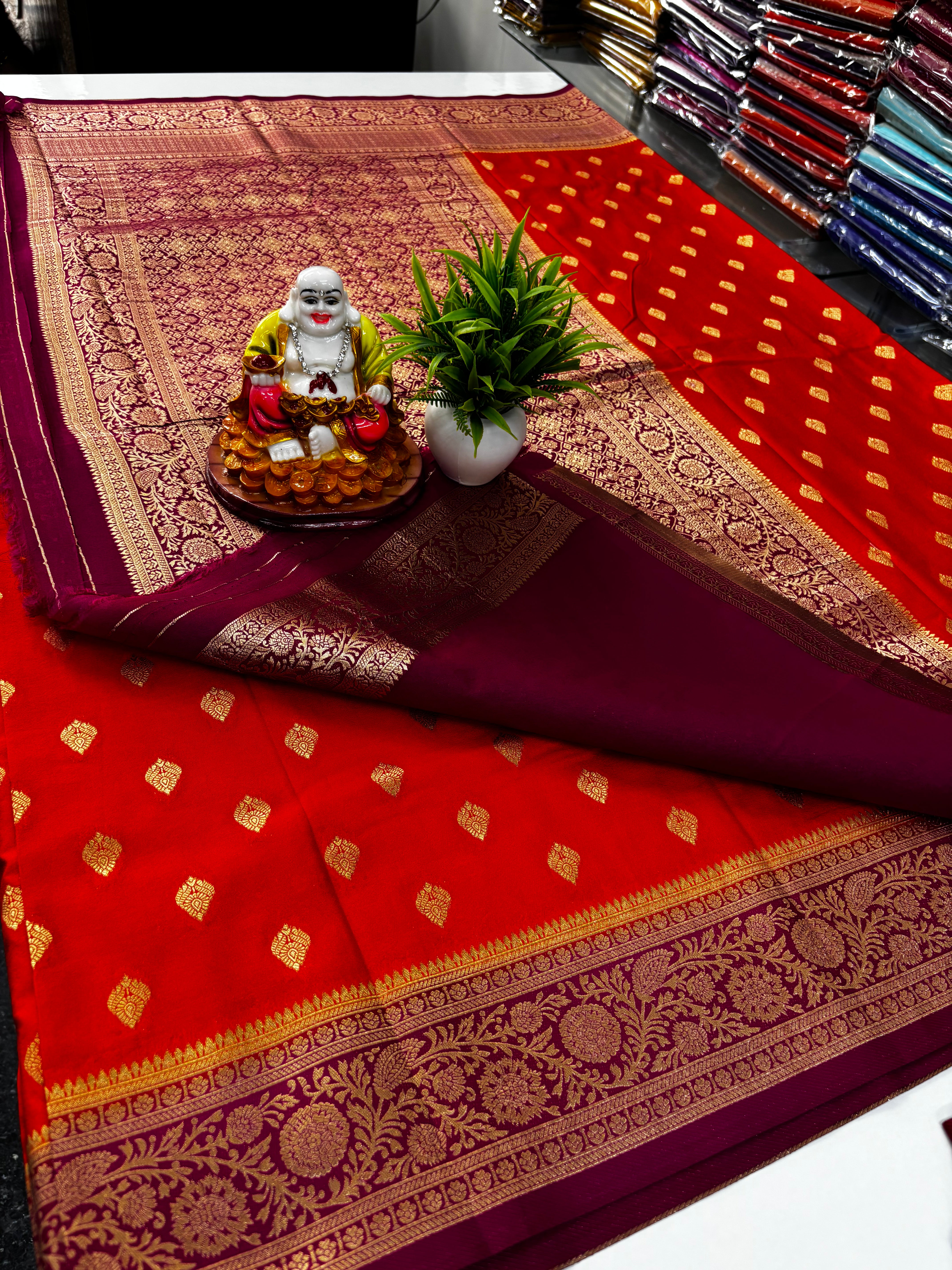 Premium Georgette Saree with Beautiful Buttas | Made from Padmavathi Silks and Sarees