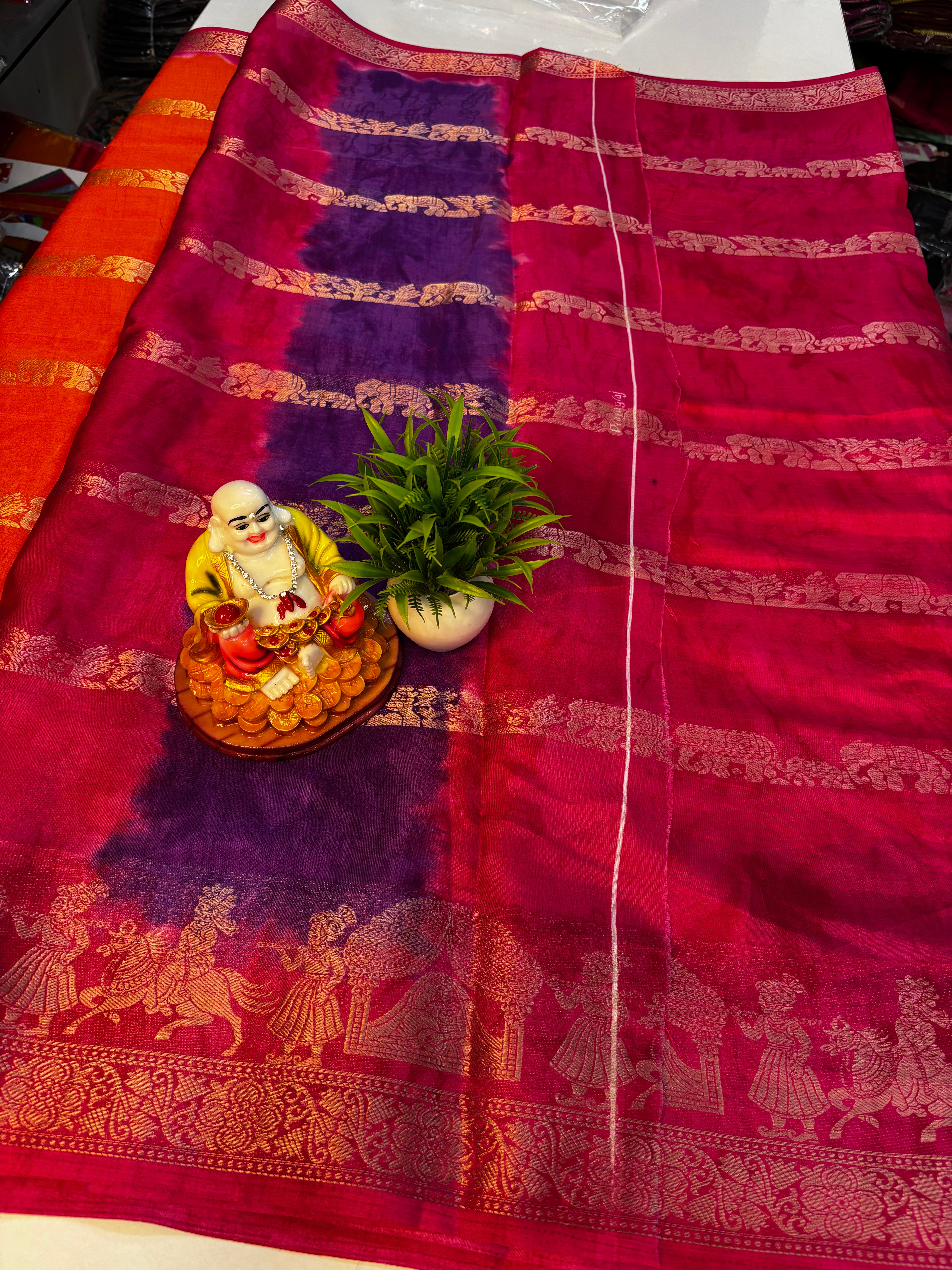 premium Dola Silk Saree with Beautiful Elephant Theme