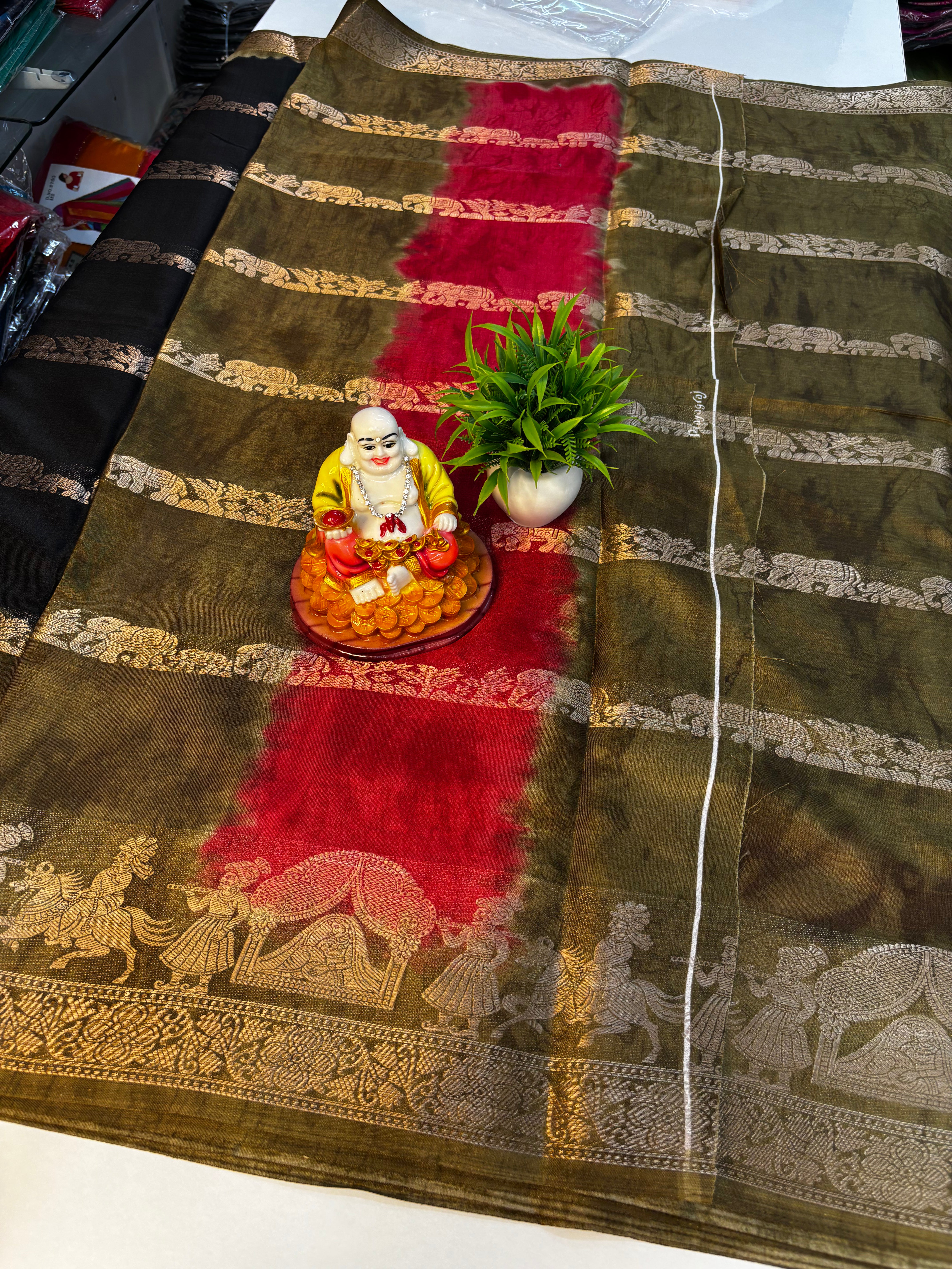 premium Dola Silk Saree with Beautiful Elephant Theme