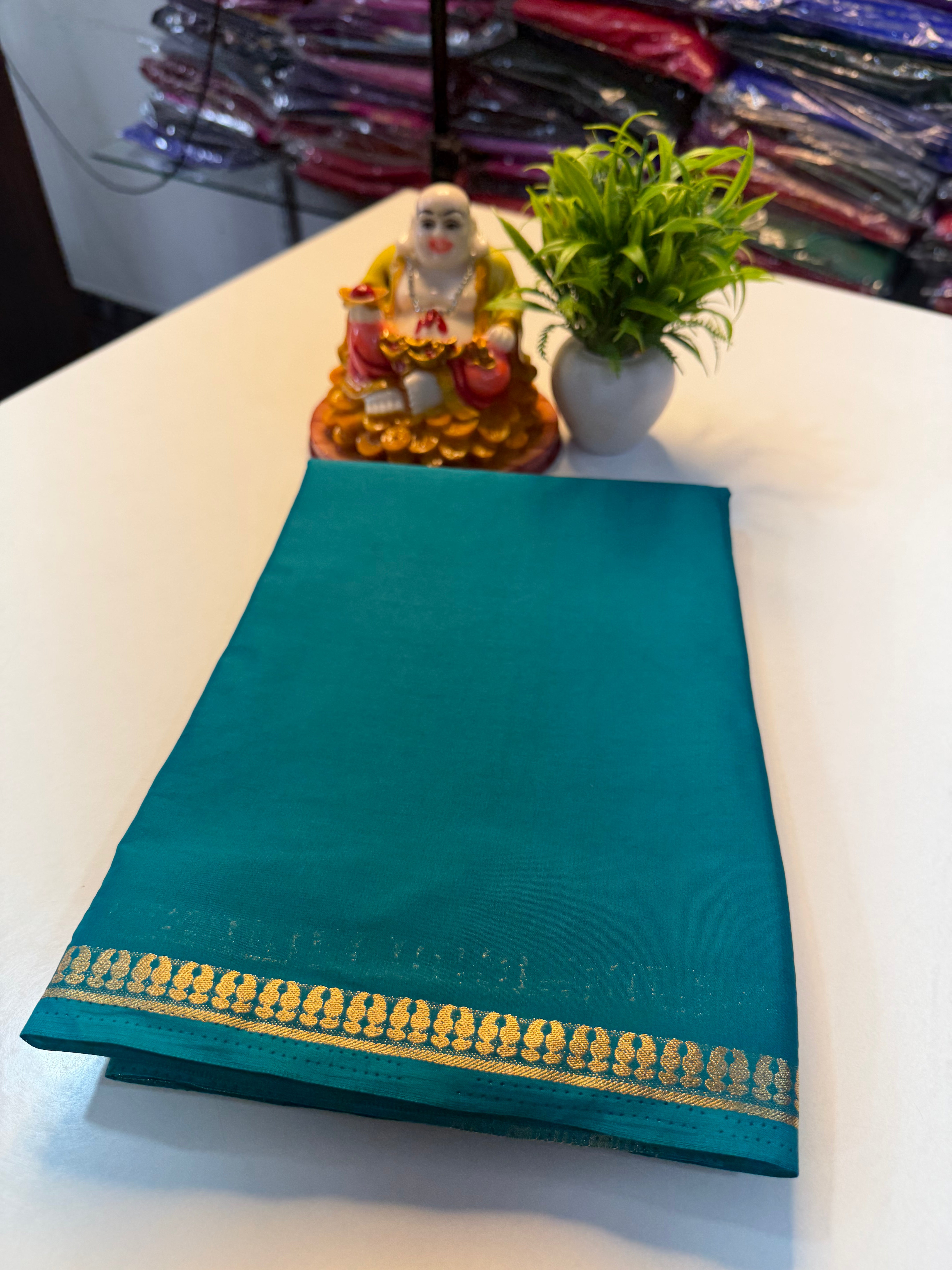 Mysore Crape Silk Saree with Beautiful Small Border & Chit Pallu | Padmavathi Silks and Sarees