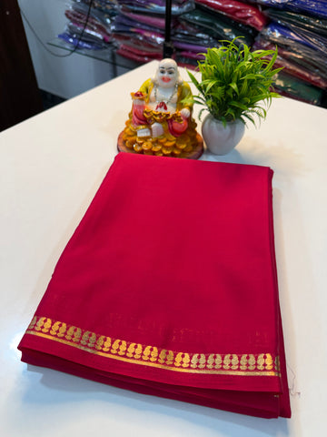 Mysore Crape Silk Saree with Beautiful Small Border & Chit Pallu | Padmavathi Silks and Sarees