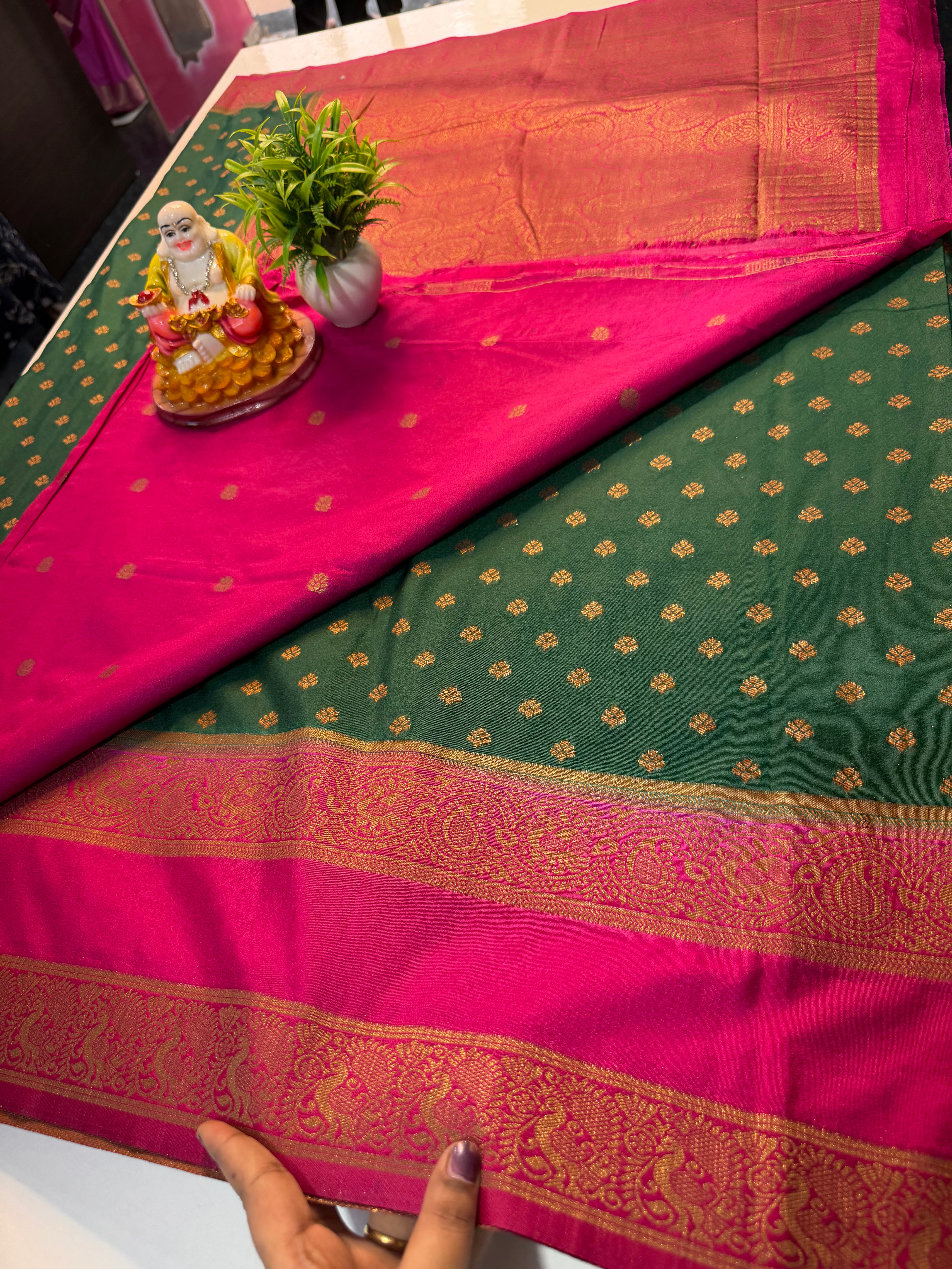 Premium Georgette Saree with Buttas, Bentex Border & Rich Pallu | Padmavathi Silks and Sarees…