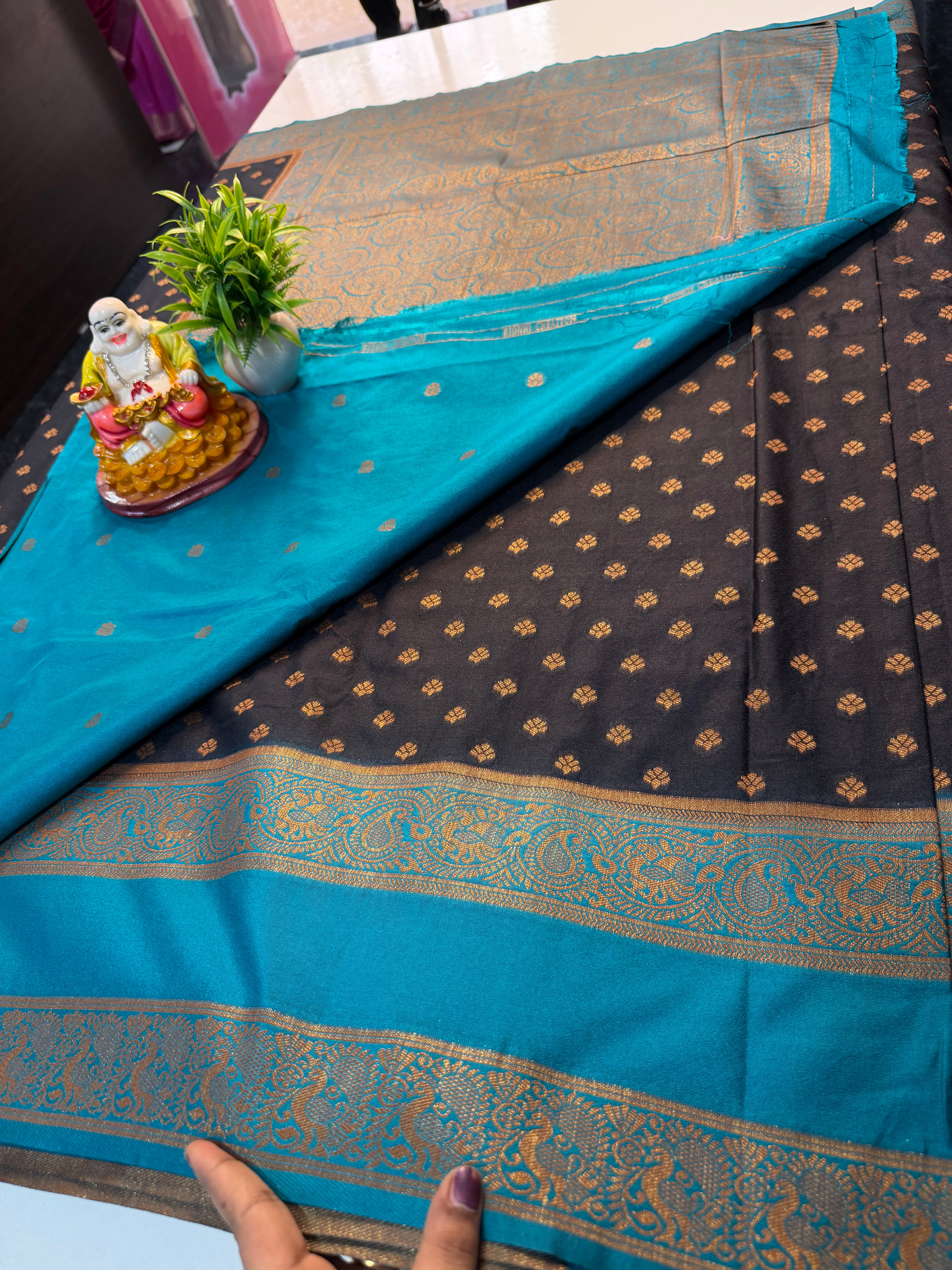 Premium Georgette Saree with Buttas, Bentex Border & Rich Pallu | Padmavathi Silks and Sarees…