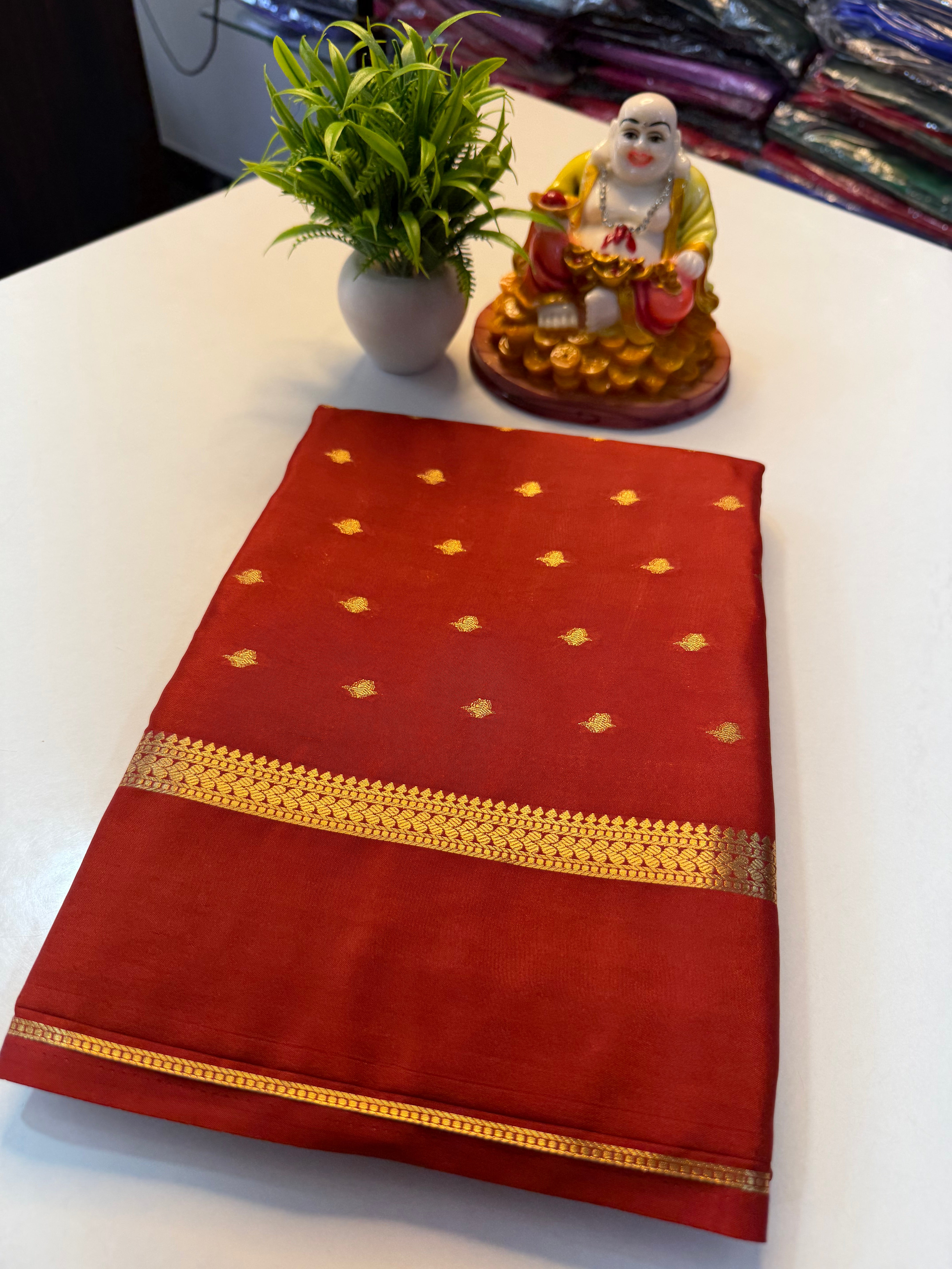 Premium Mysore Crepe Silk Saree with Buttas & Chit Pallu | …Padmavathi Silks and Sarees