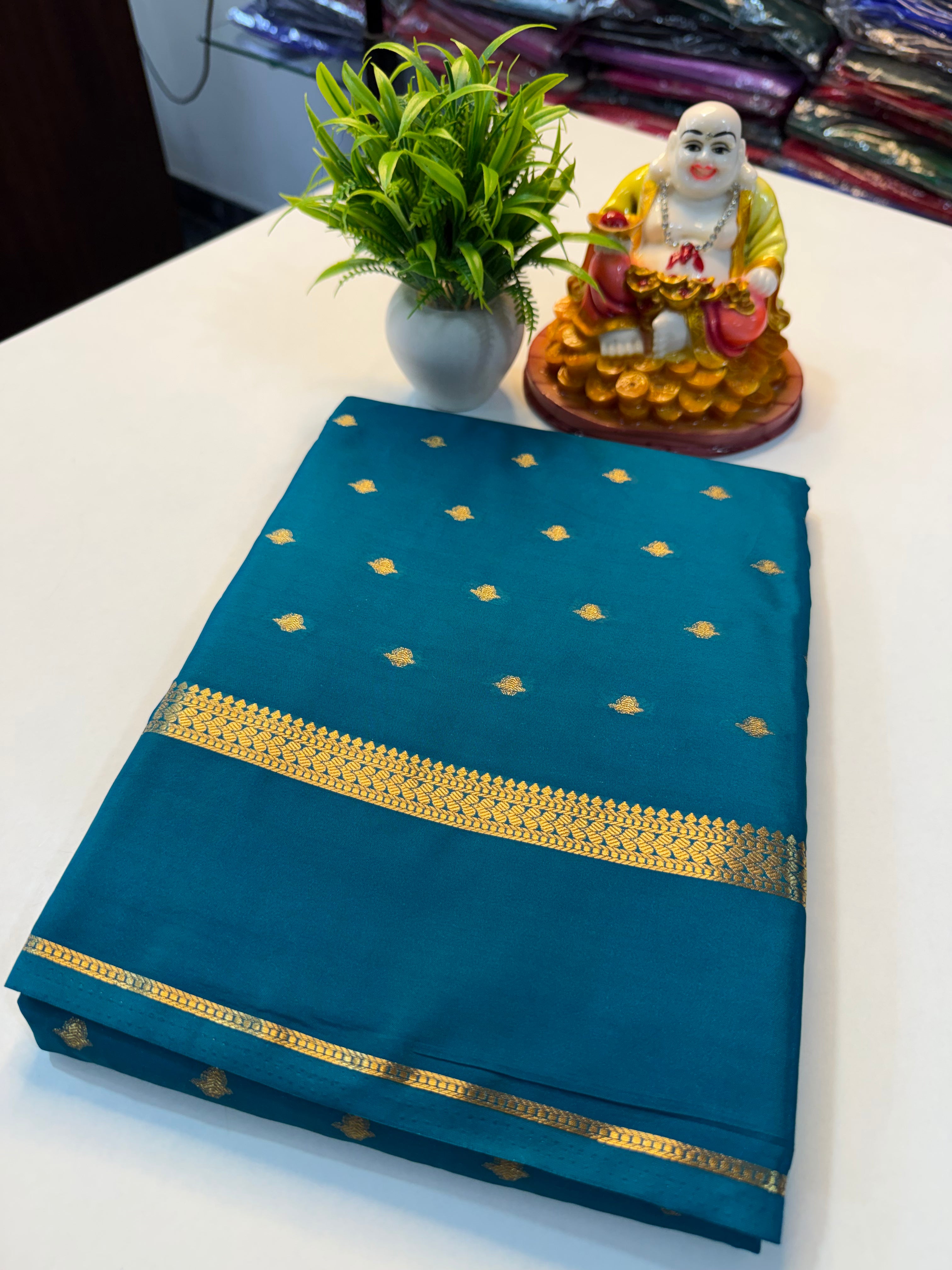 Premium Mysore Crepe Silk Saree with Buttas & Chit Pallu | …Padmavathi Silks and Sarees