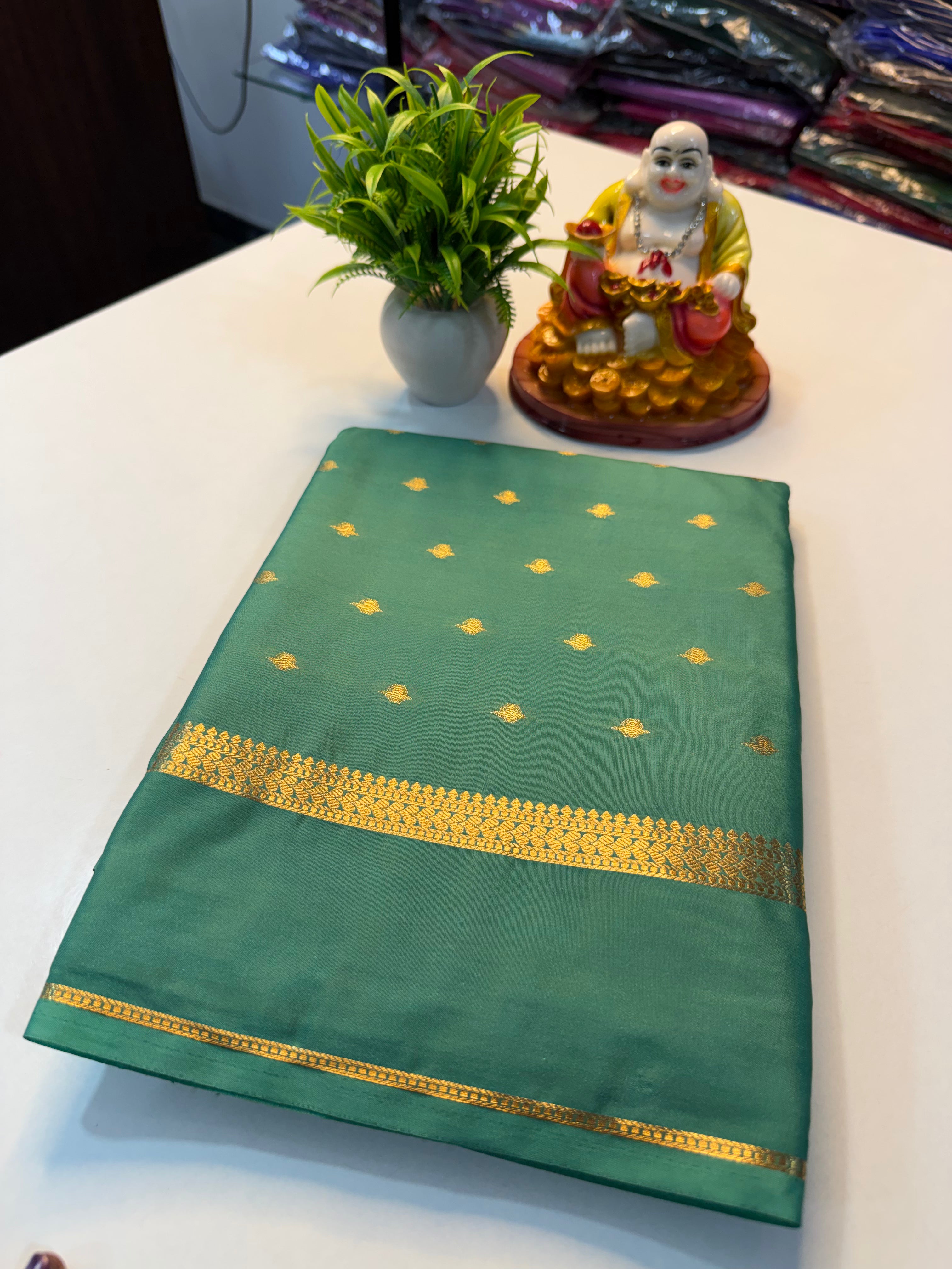 Premium Mysore Crepe Silk Saree with Buttas & Chit Pallu | …Padmavathi Silks and Sarees