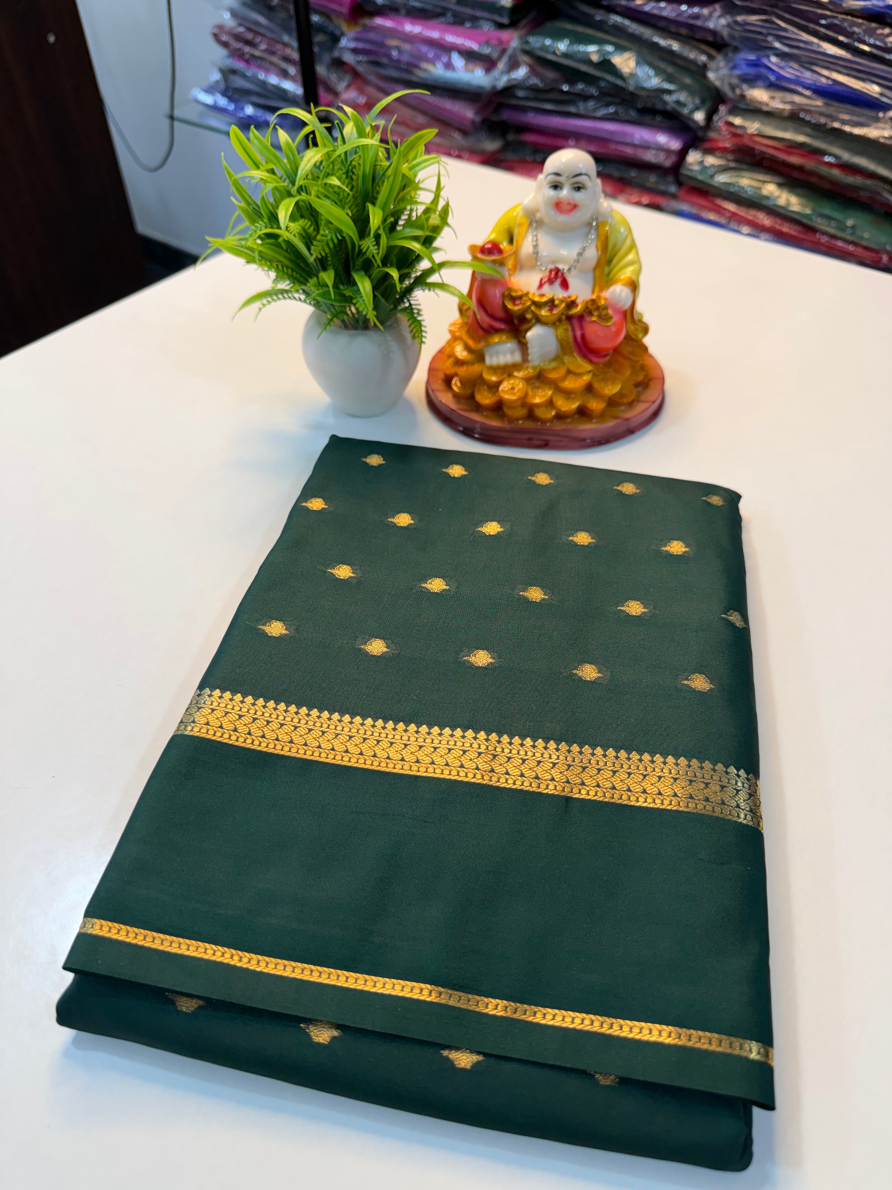 Premium Mysore Crepe Silk Saree with Buttas & Chit Pallu | …Padmavathi Silks and Sarees