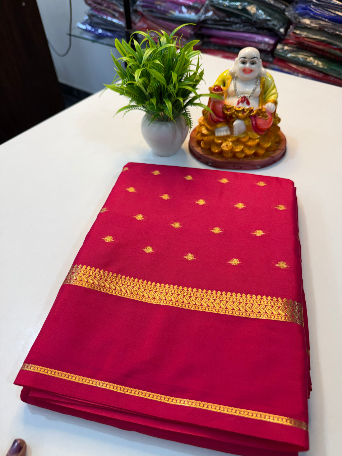 Premium Mysore Crepe Silk Saree with Buttas & Chit Pallu | …Padmavathi Silks and Sarees