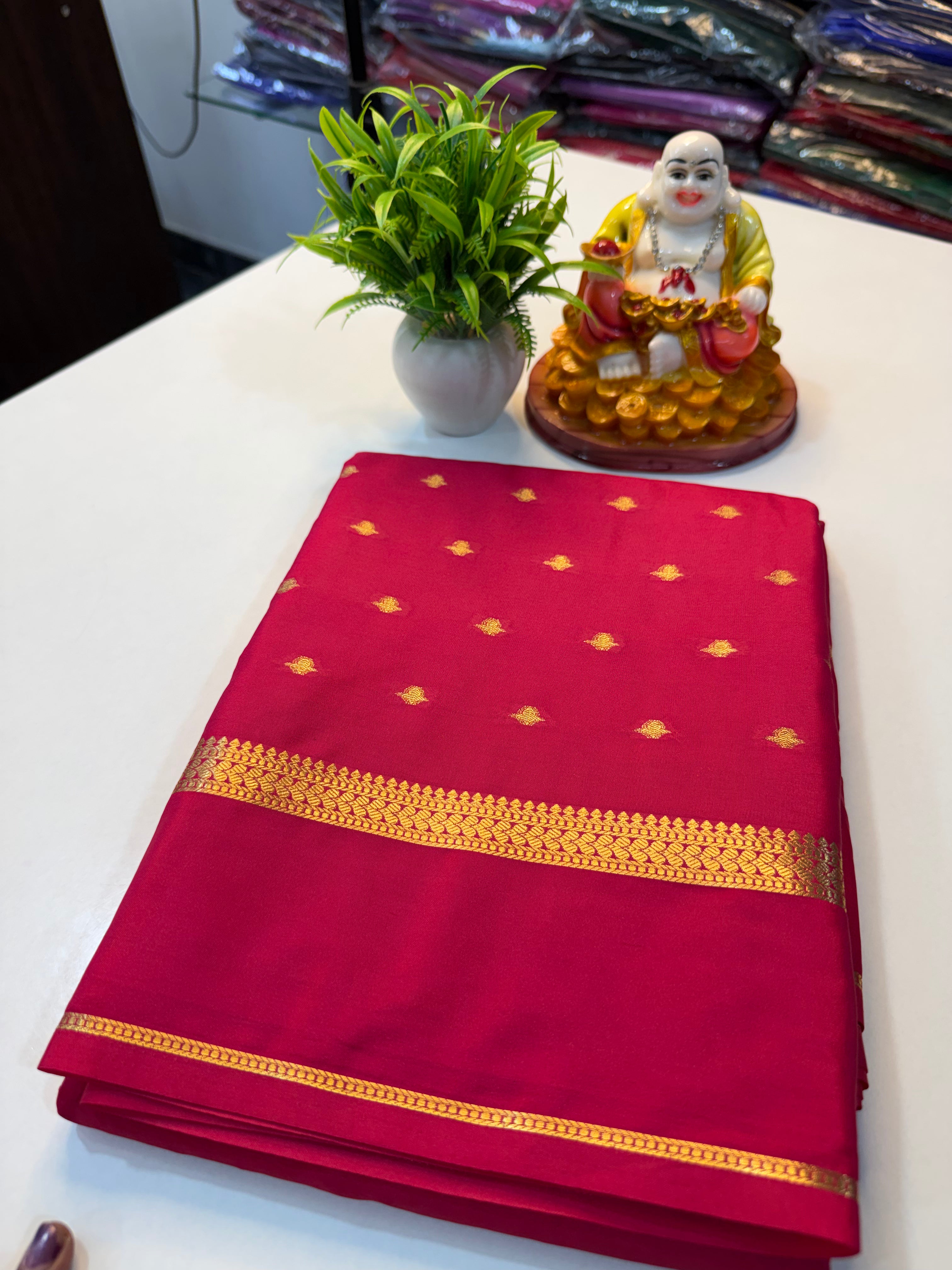 Premium Mysore Crepe Silk Saree with Buttas & Chit Pallu | …Padmavathi Silks and Sarees