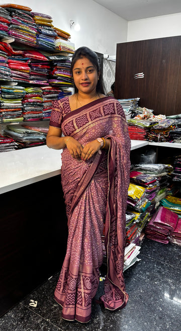 Beautiful Bandhini Design Fancy Saree