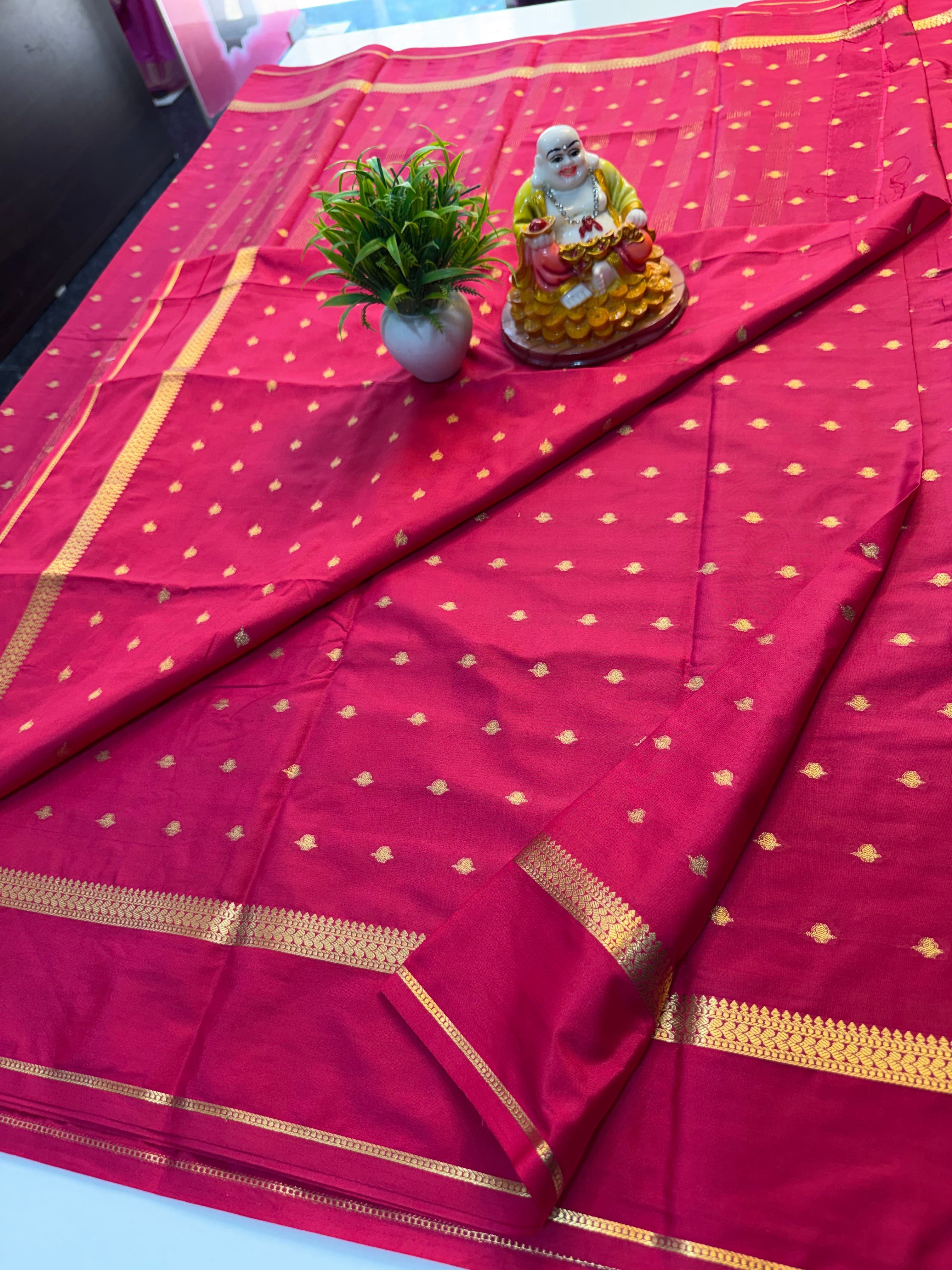 Premium Mysore Crepe Silk Saree with Buttas & Chit Pallu | …Padmavathi Silks and Sarees