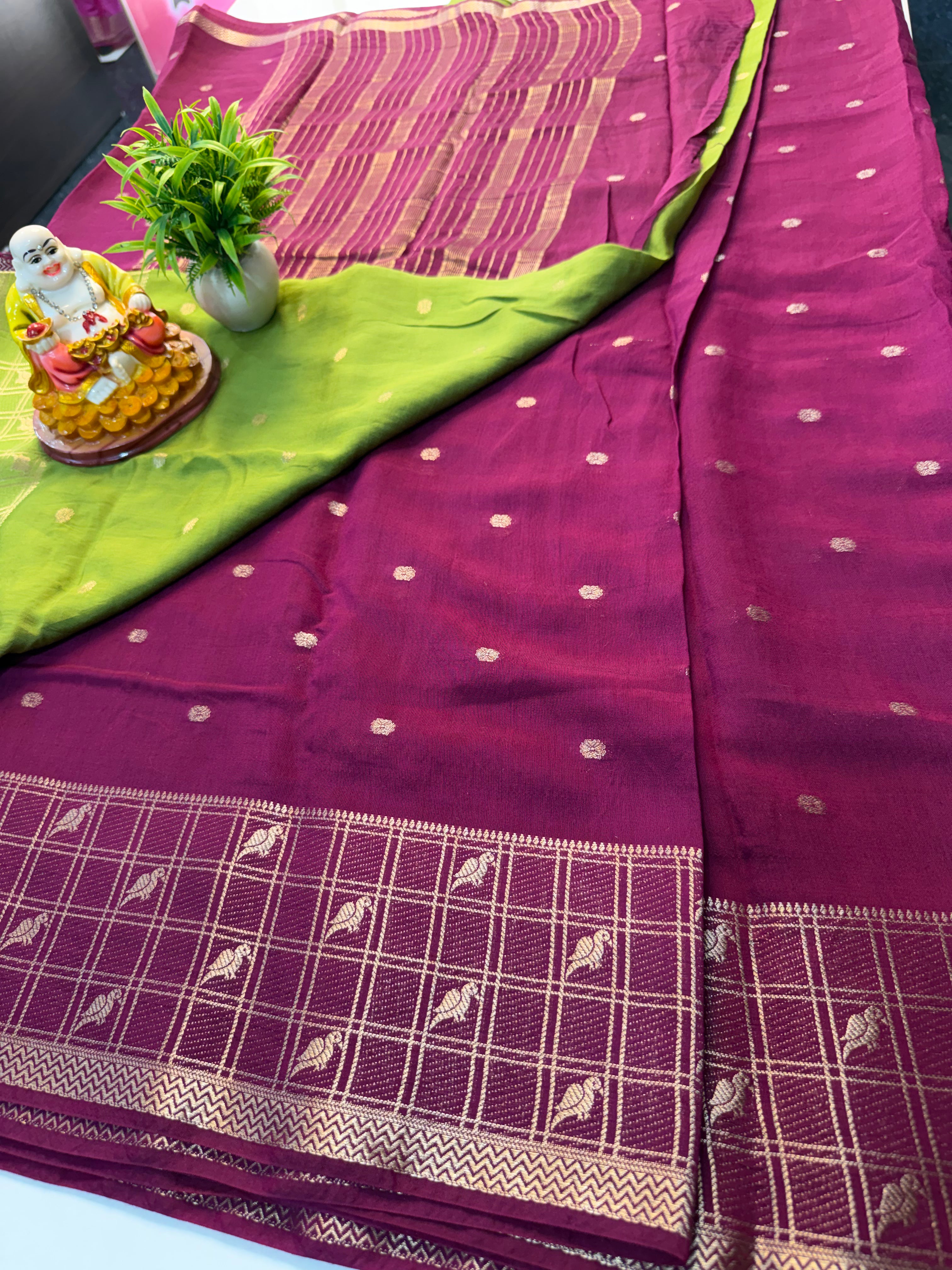 Beautiful Assam Silk Saree with Peacock Border & Contrast Blouse | Padmavathi Silks and Sarees…