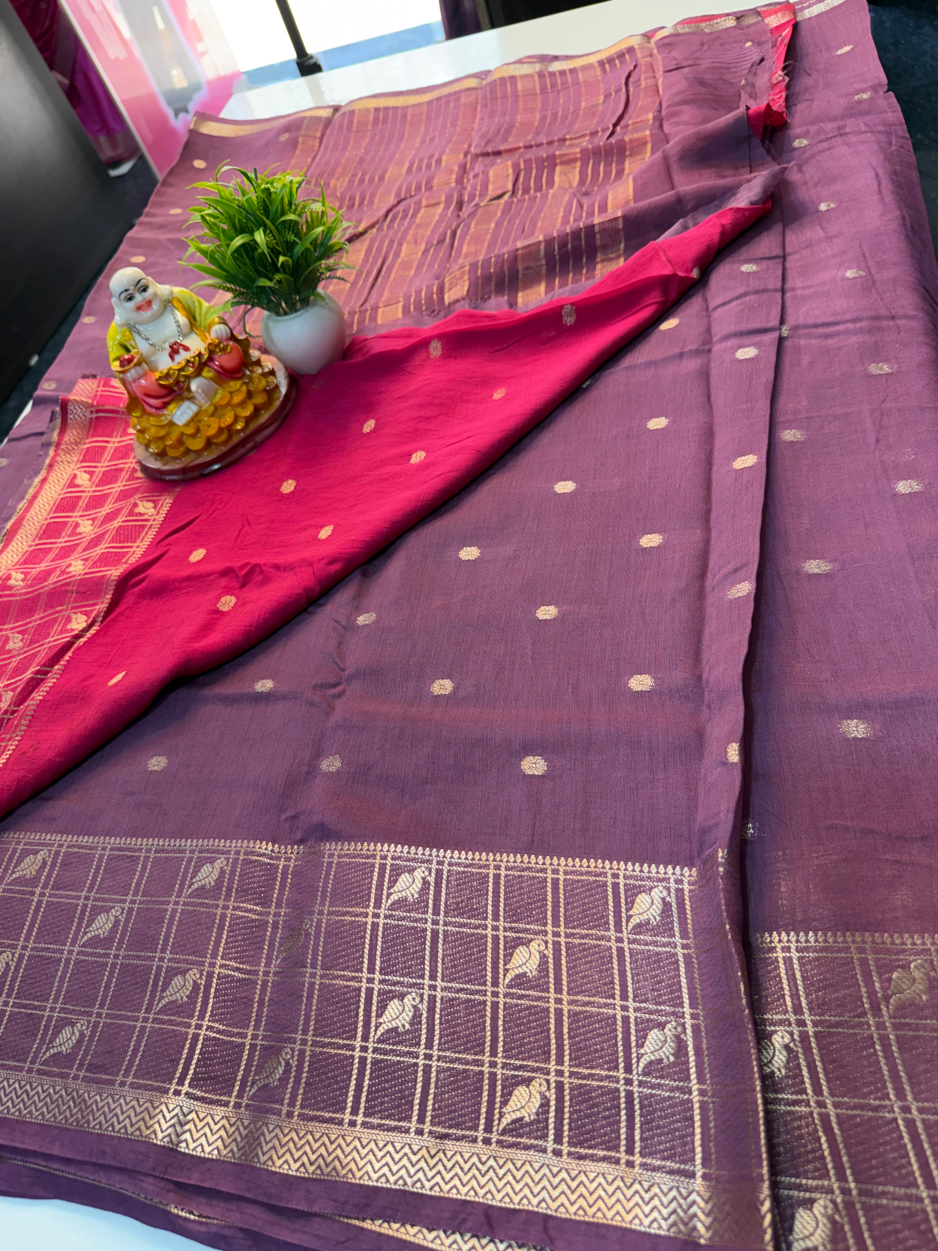 Beautiful Assam Silk Saree with Peacock Border & Contrast Blouse | Padmavathi Silks and Sarees…
