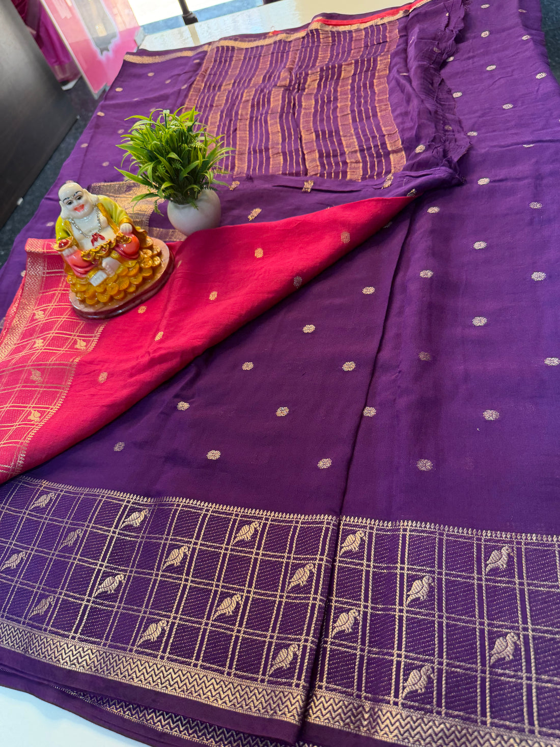 Beautiful Assam Silk Saree with Peacock Border & Contrast Blouse | Padmavathi Silks and Sarees…