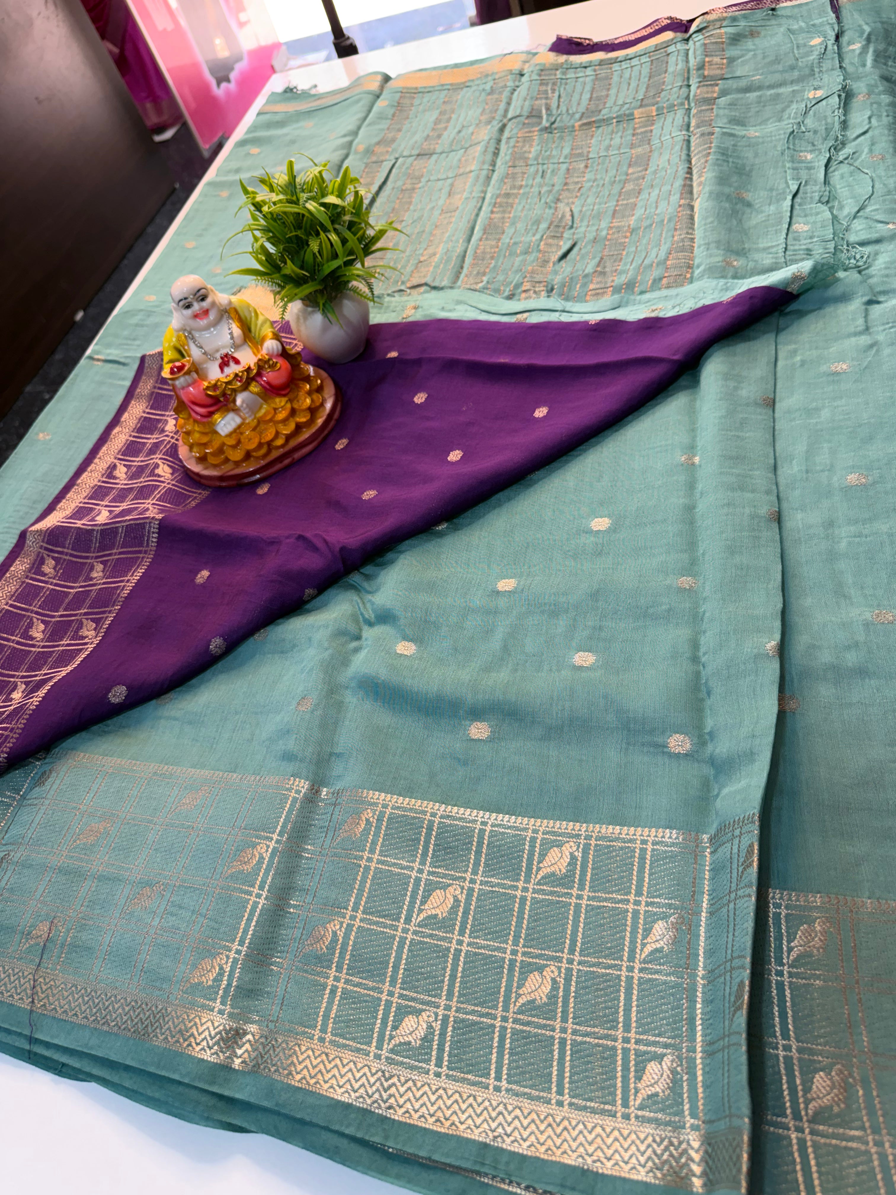 Beautiful Assam Silk Saree with Peacock Border & Contrast Blouse | Padmavathi Silks and Sarees…