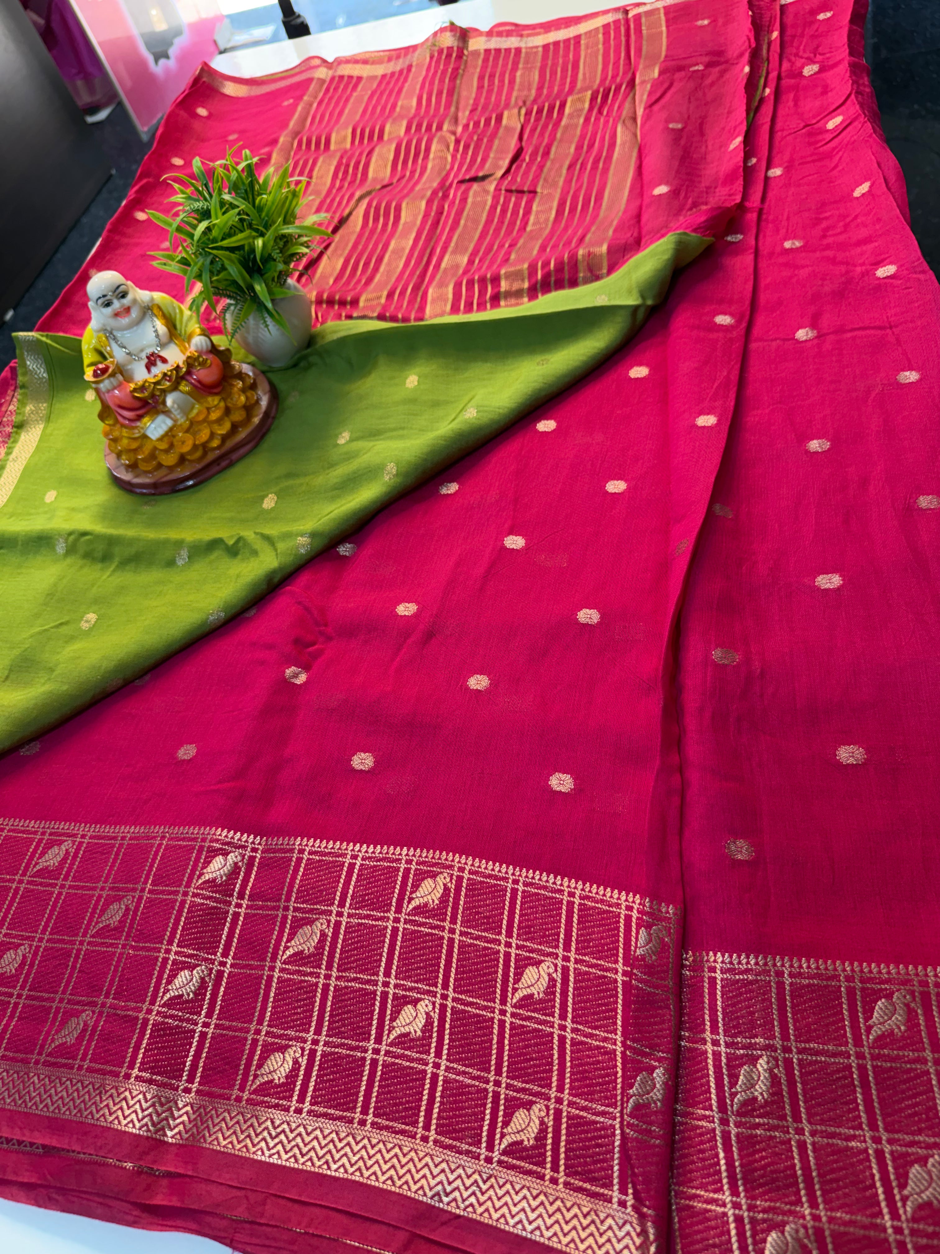 Beautiful Assam Silk Saree with Peacock Border & Contrast Blouse | Padmavathi Silks and Sarees…