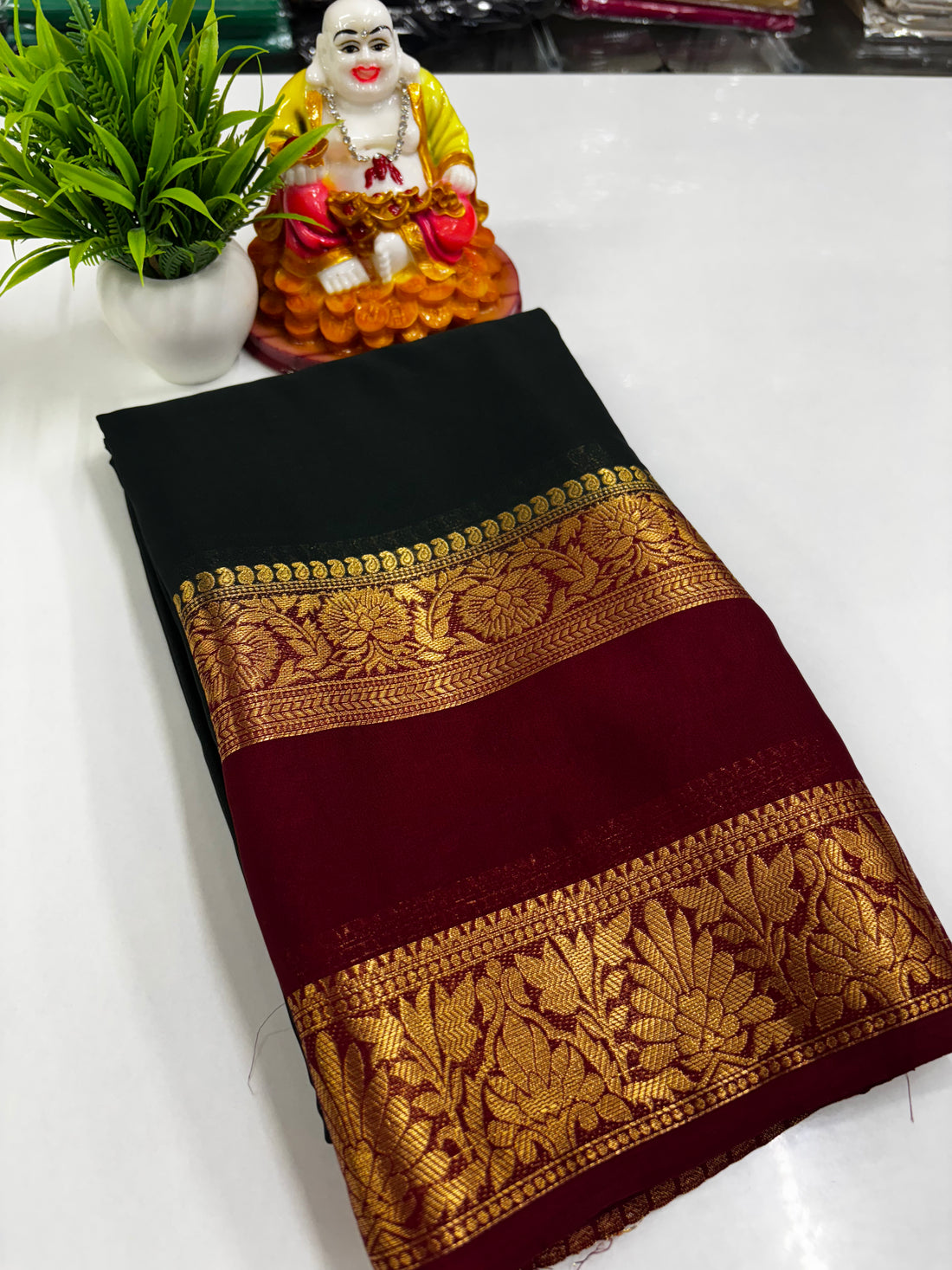 Semi Mysore Crepe Silk Saree with Elegant Bentex Border