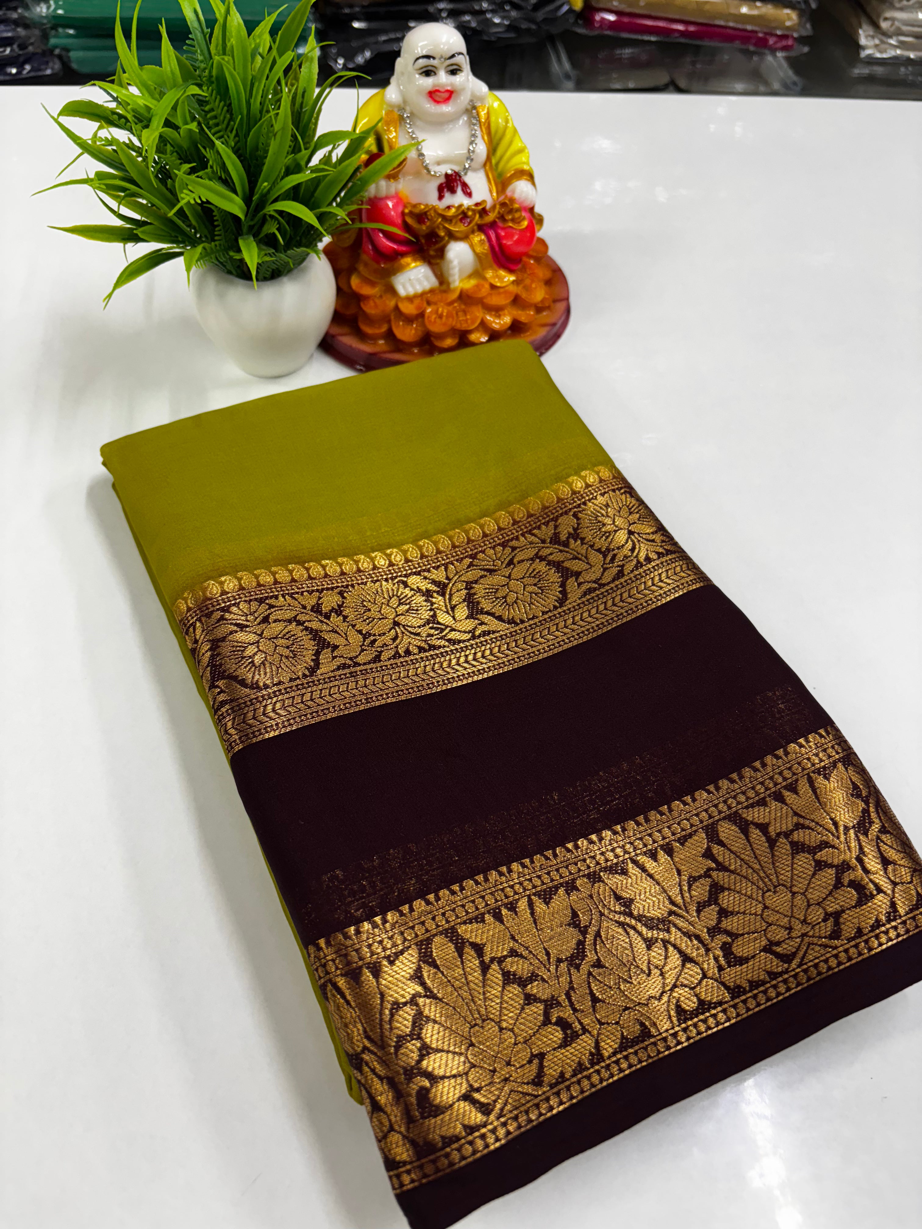 Semi Mysore Crepe Silk Saree with Elegant Bentex Border