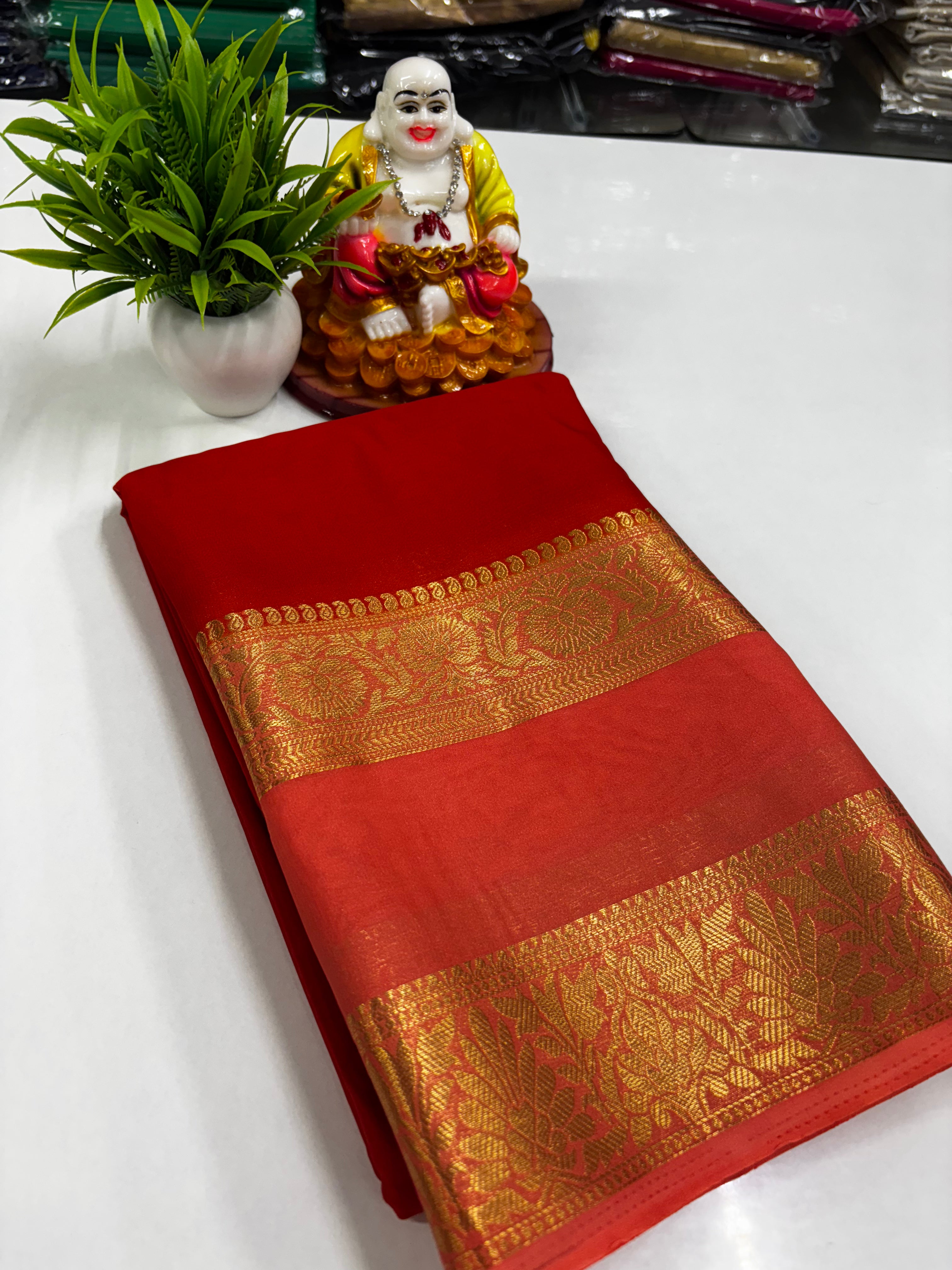 Semi Mysore Crepe Silk Saree with Elegant Bentex Border